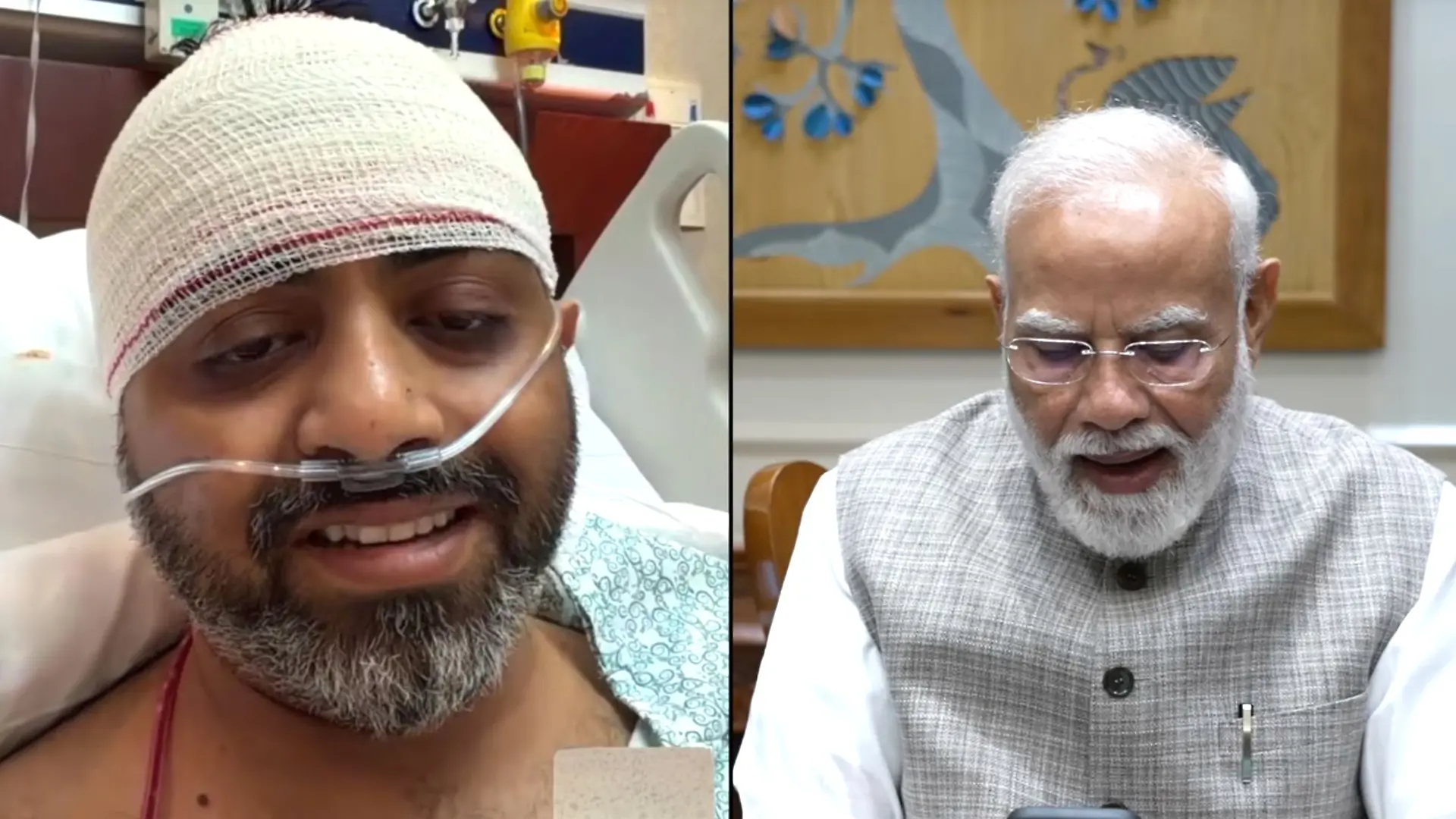 Flugkapitän Smit Machchhar bei einem Videotelefonat mit dem indischen Premierminister Narendra Modi