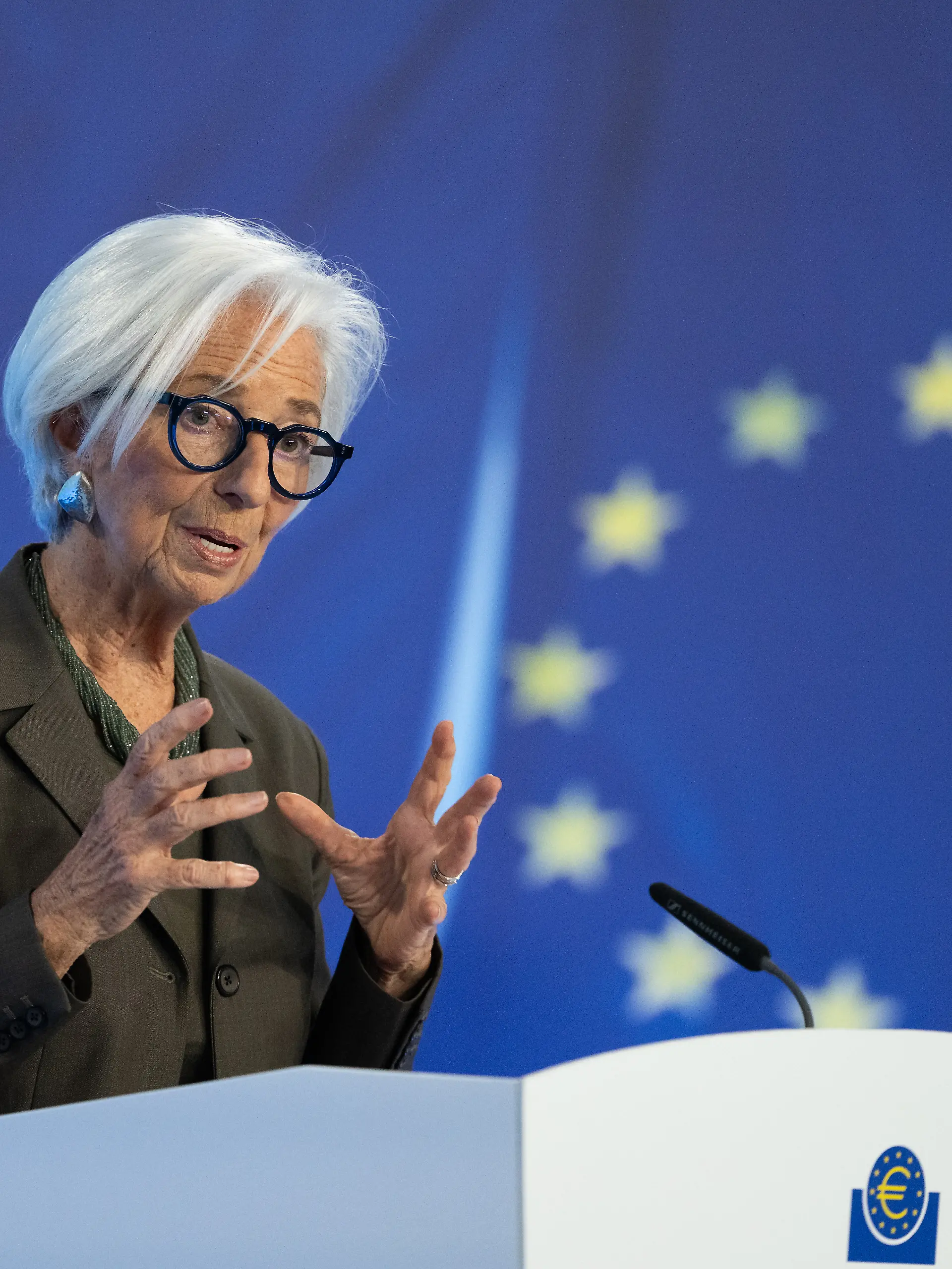 Christine Lagarde, Präsidentin der Europäischen Zentralbank (EZB), spricht auf der Pressekonferenz nach der Ratssitzung der EZB.
