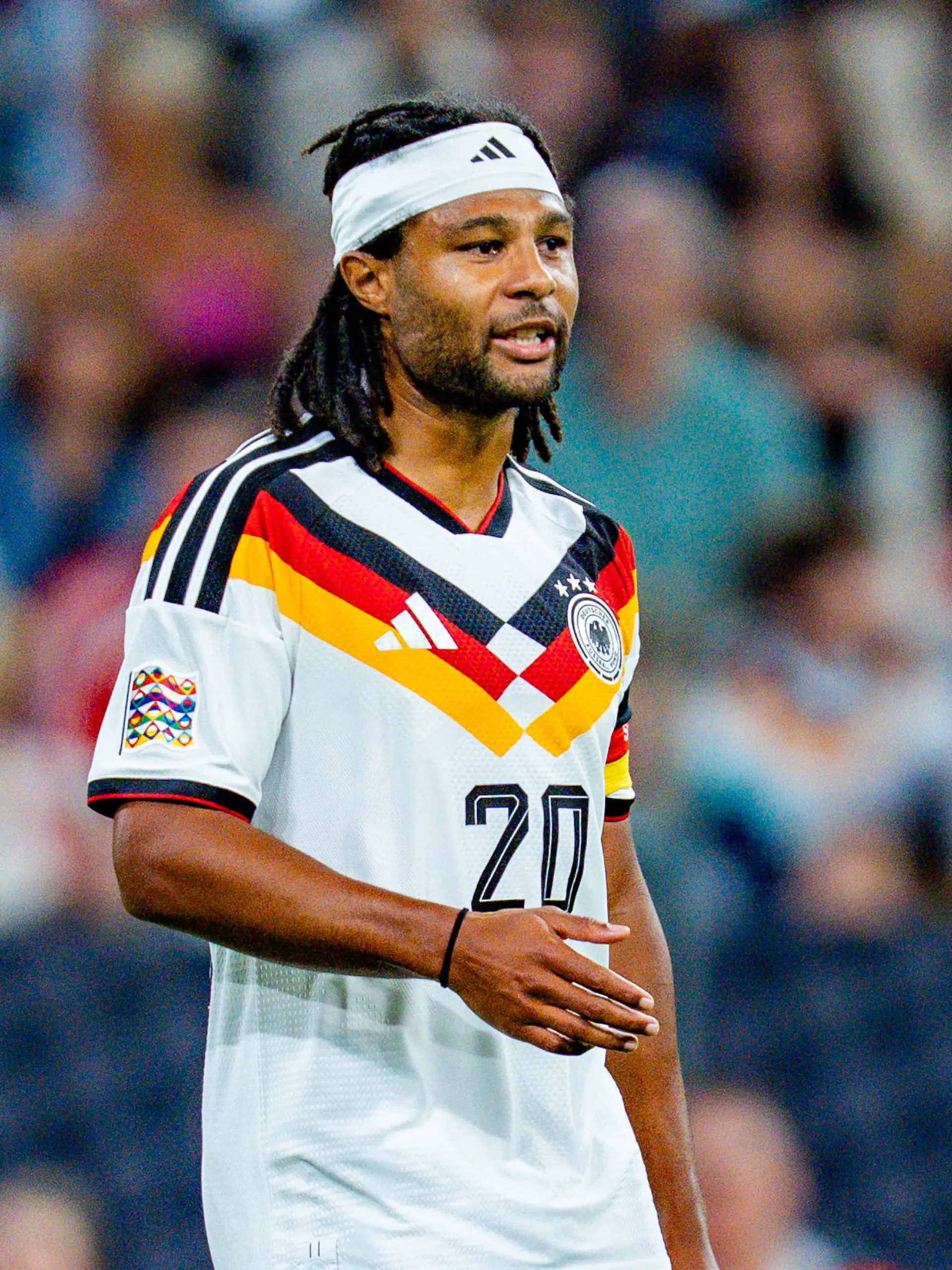 Nations League, Gruppe A, 3. Spieltag, Deutschland vs. Serbien am 01.10.2026 in der Allianz Arena in München Serge Gnabry Deutschland *** Nations League, Group A, Matchday 3, Germany vs. Serbia on October 1, 2026, at the Allianz Arena in Munich. Serge Gnabry, Germany Copyright: xBahhoxKarax