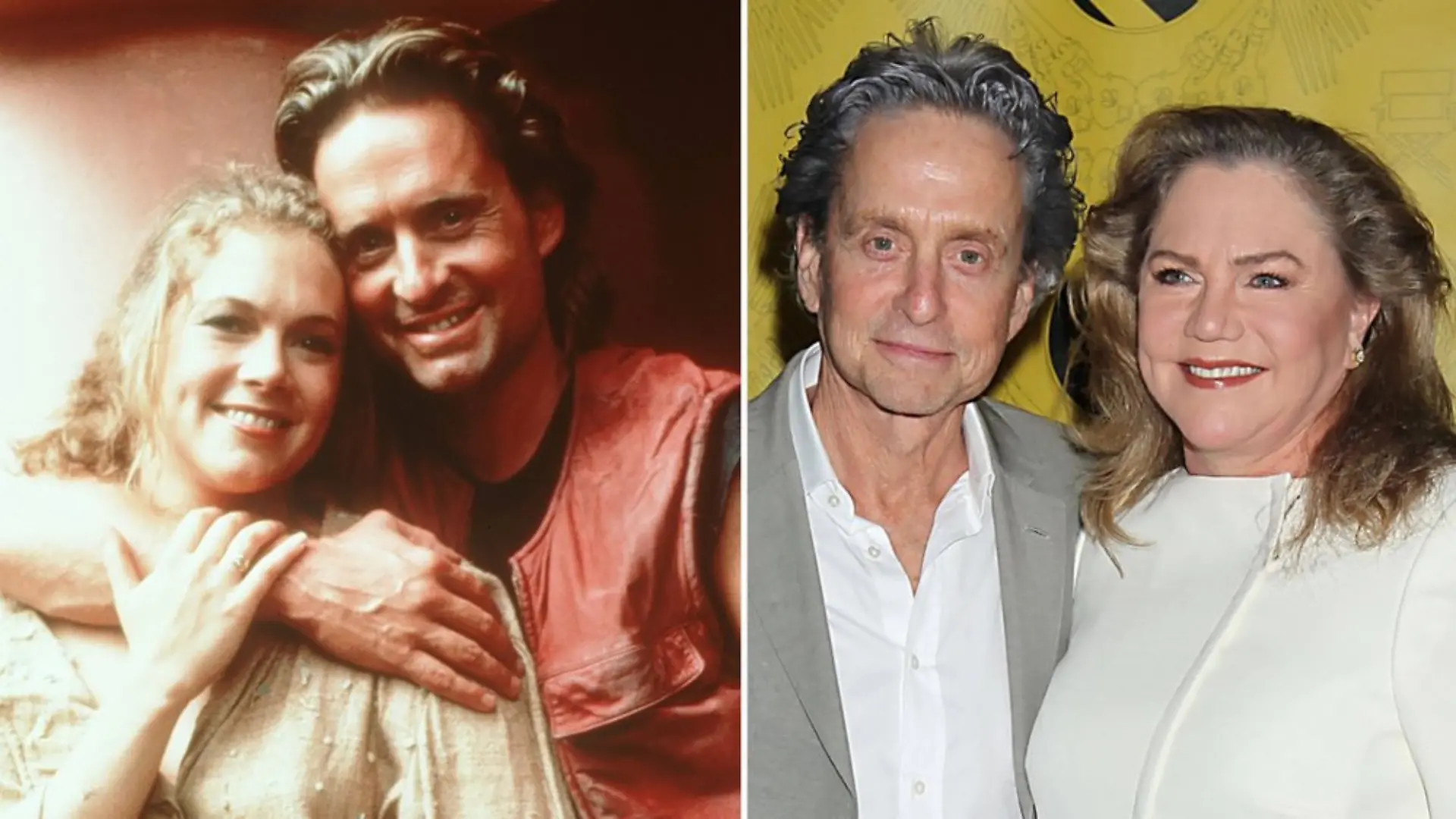 Michael Douglas und Kathleen Turner im Film (li.) und bei einem Event 2012.