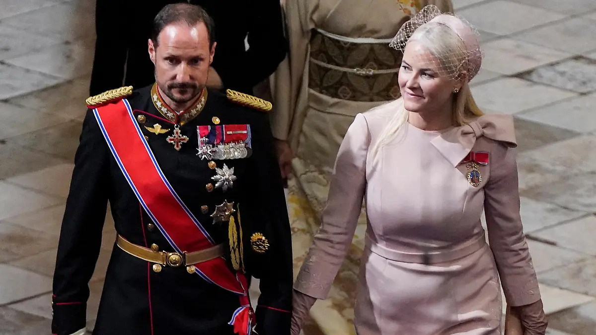 Norway's Crown Prince Haakon and Crown Princess Mette-Marit of Norway at the coronation of King Charles III and Queen Camilla at Westminster Abbey, London. Picture date: Saturday May 6, 2023.  Andrew Matthews/Pool via REUTERS