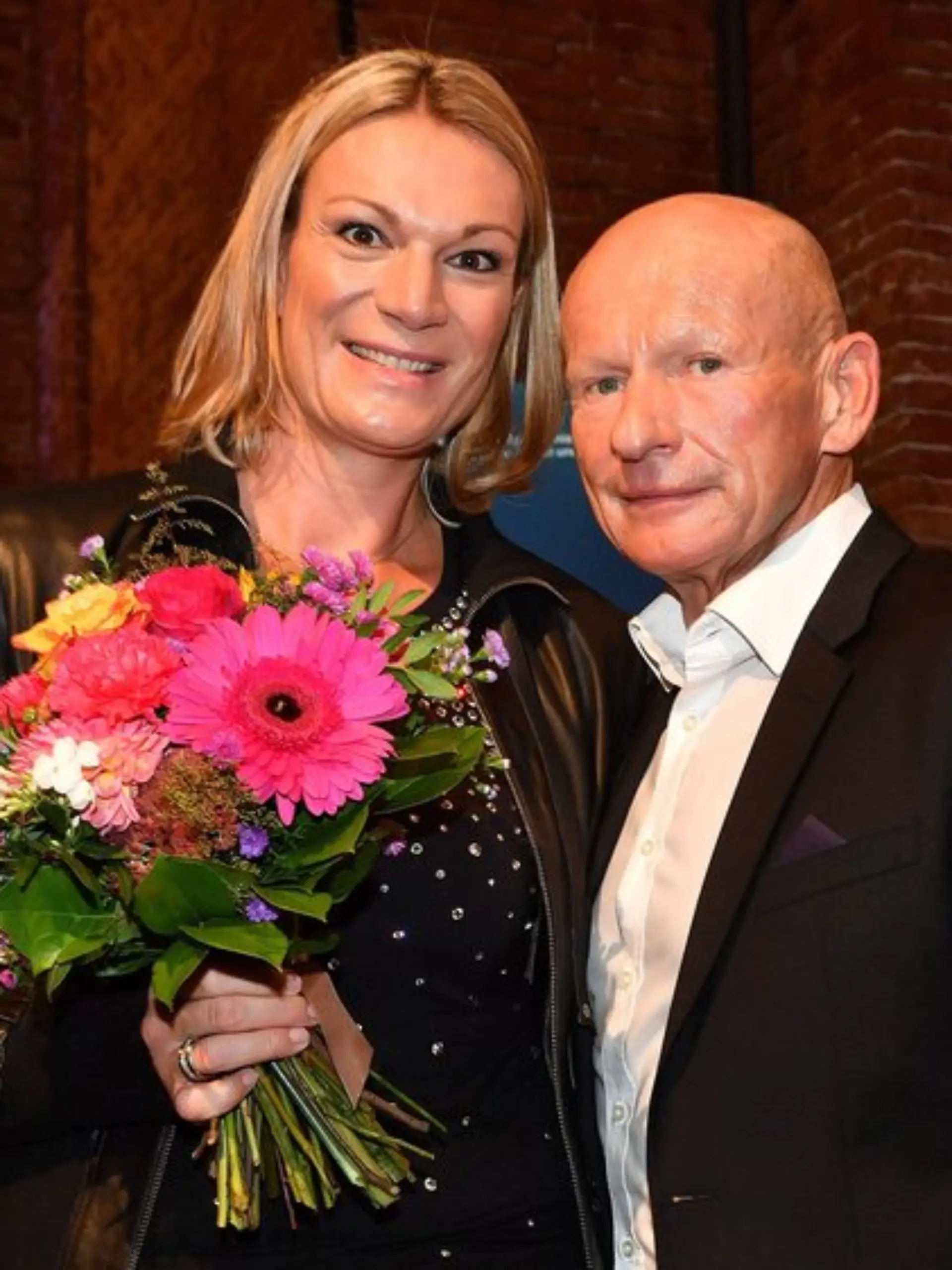 Maria Riesch und ihr Partner Johann Schrempf am Dienstag in München.