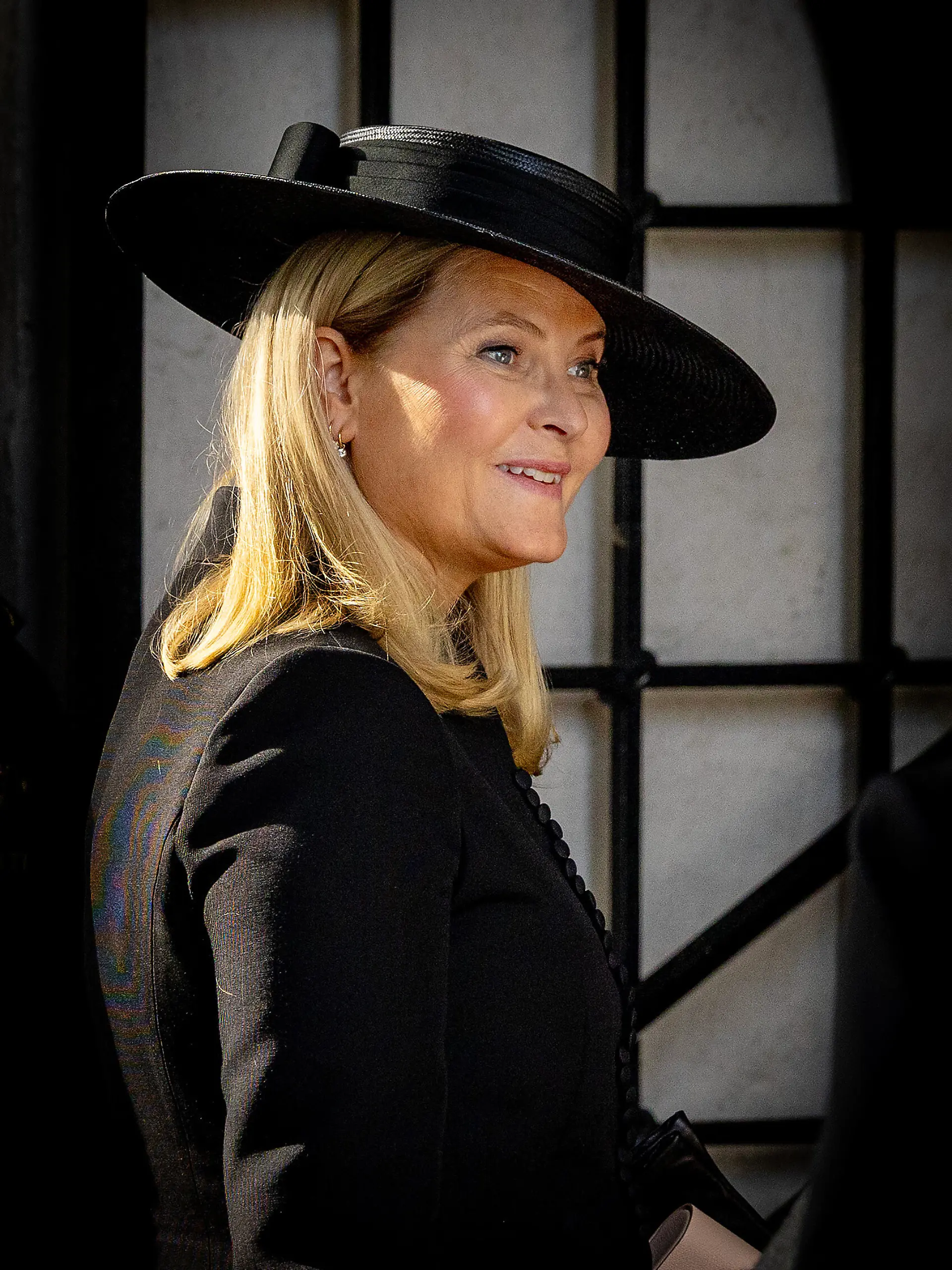 OSLO, NORWAY - SEPTEMBER 23: Queen Mette Marit at arrival for the funeral of Princess Astrid, Mrs. Ferner, at Ris Church on September 23, 2026 in Oslo, Norway. Princess Astrid died on September 11, 2026 at the age of 94. (Photo by Albert Nieboer/RPE