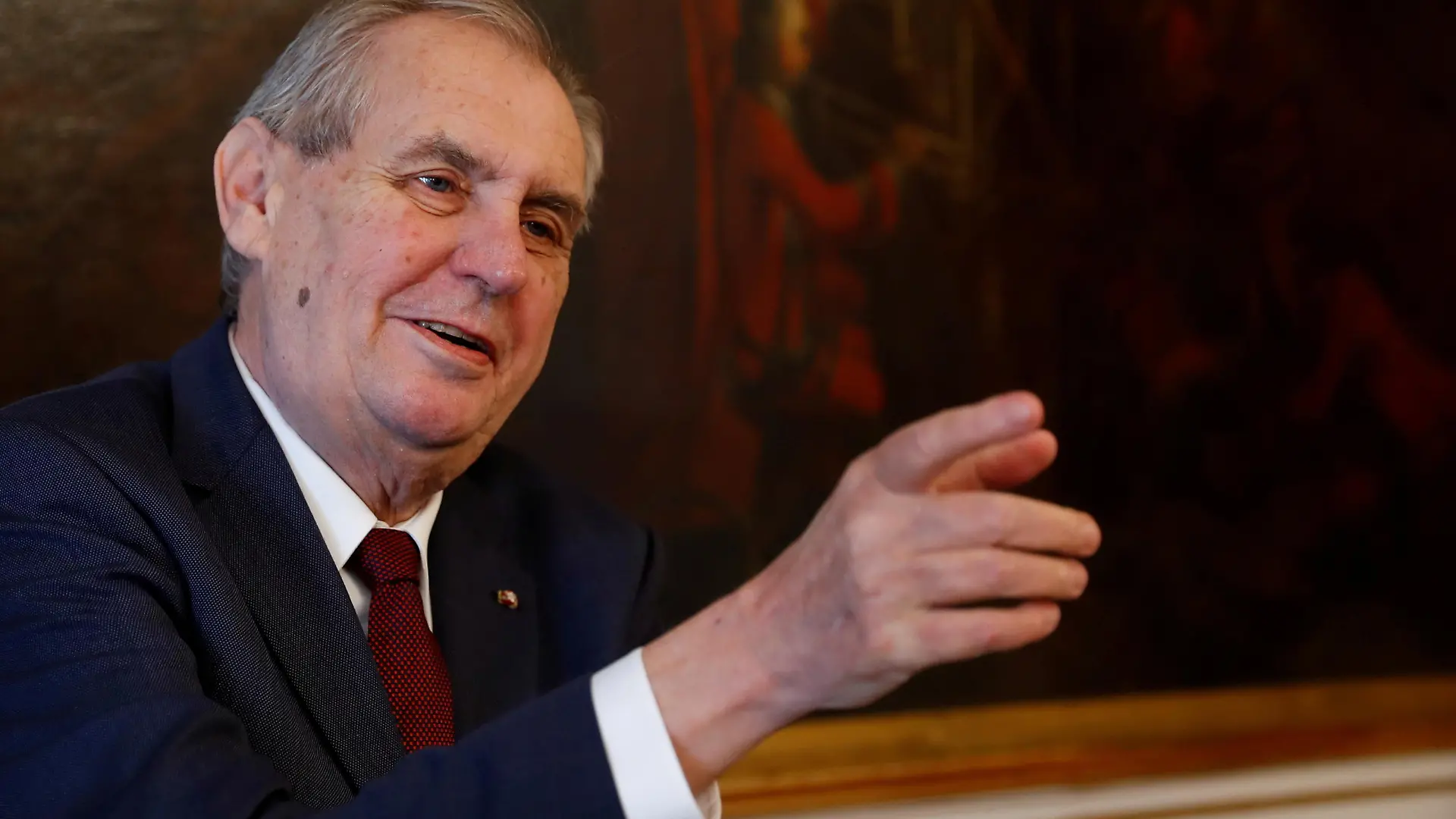 FILE PHOTO: Czech President Milos Zeman gestures in Vienna, Austria April 3, 2019. REUTERS/Leonhard Foeger/File Photo
