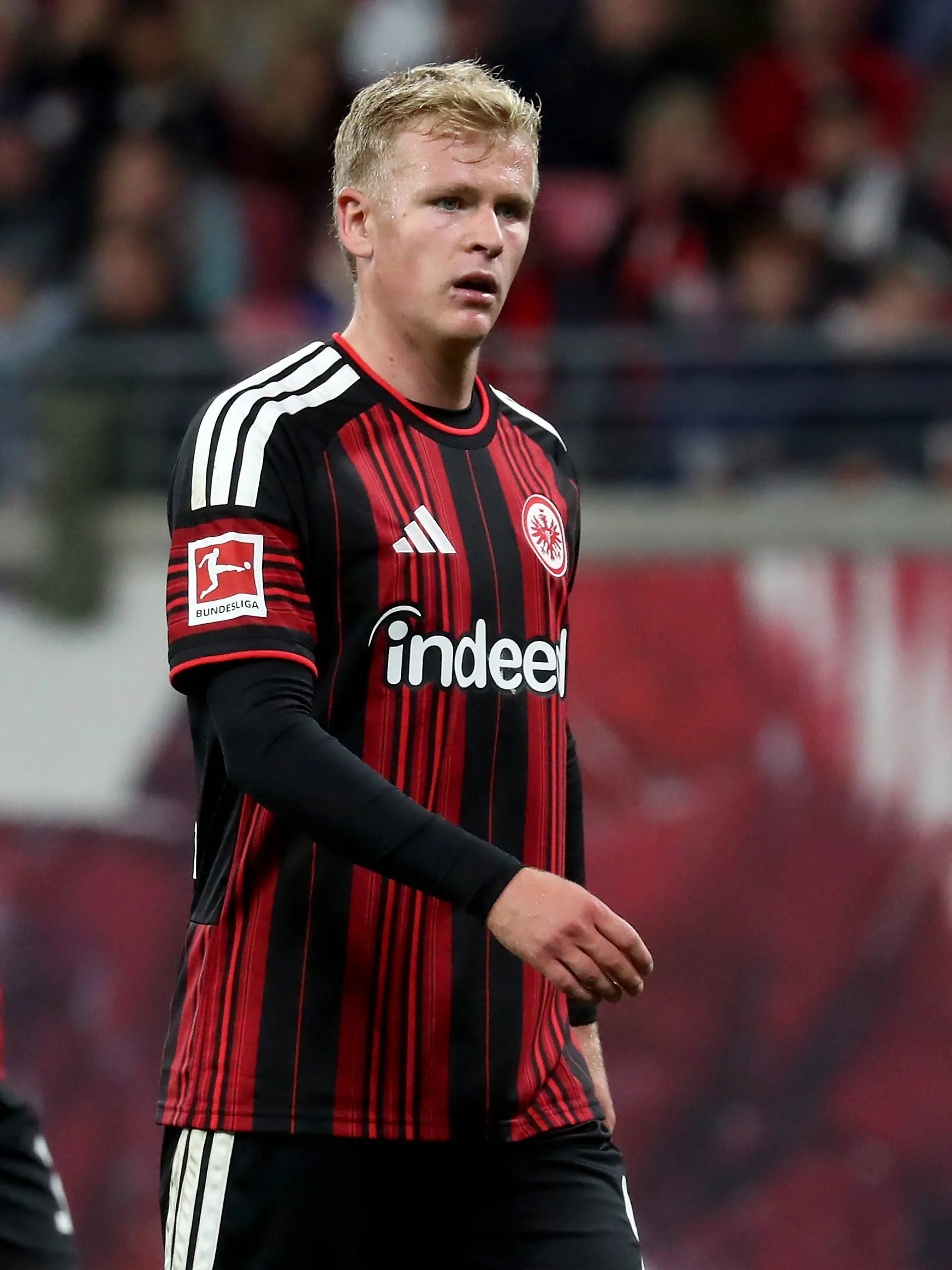 10.10.2026, xgox, Fussball 1.Bundesliga, RB Leipzig - Eintracht Frankfurt v.l. Jonathan Jonny Burkardt Eintracht Frankfurt Enttäuscht, traurig, frustriert, ratlos, DFL/DFB REGULATIONS PROHIBIT ANY USE OF PHOTOGRAPHS as IMAGE SEQUENCES and/or QUASI-VIDEO Leipzig *** October 10, 2026, xgox, Soccer, Bundesliga 1, RB Leipzig vs. Eintracht Frankfurt, Jonathan Jonny Burkardt, Eintracht Frankfurt: Disappointed, sad, frustrated, at a loss DFL and DFB regulations prohibit any use of photographs as image sequences and/or quasi-video. Leipzig