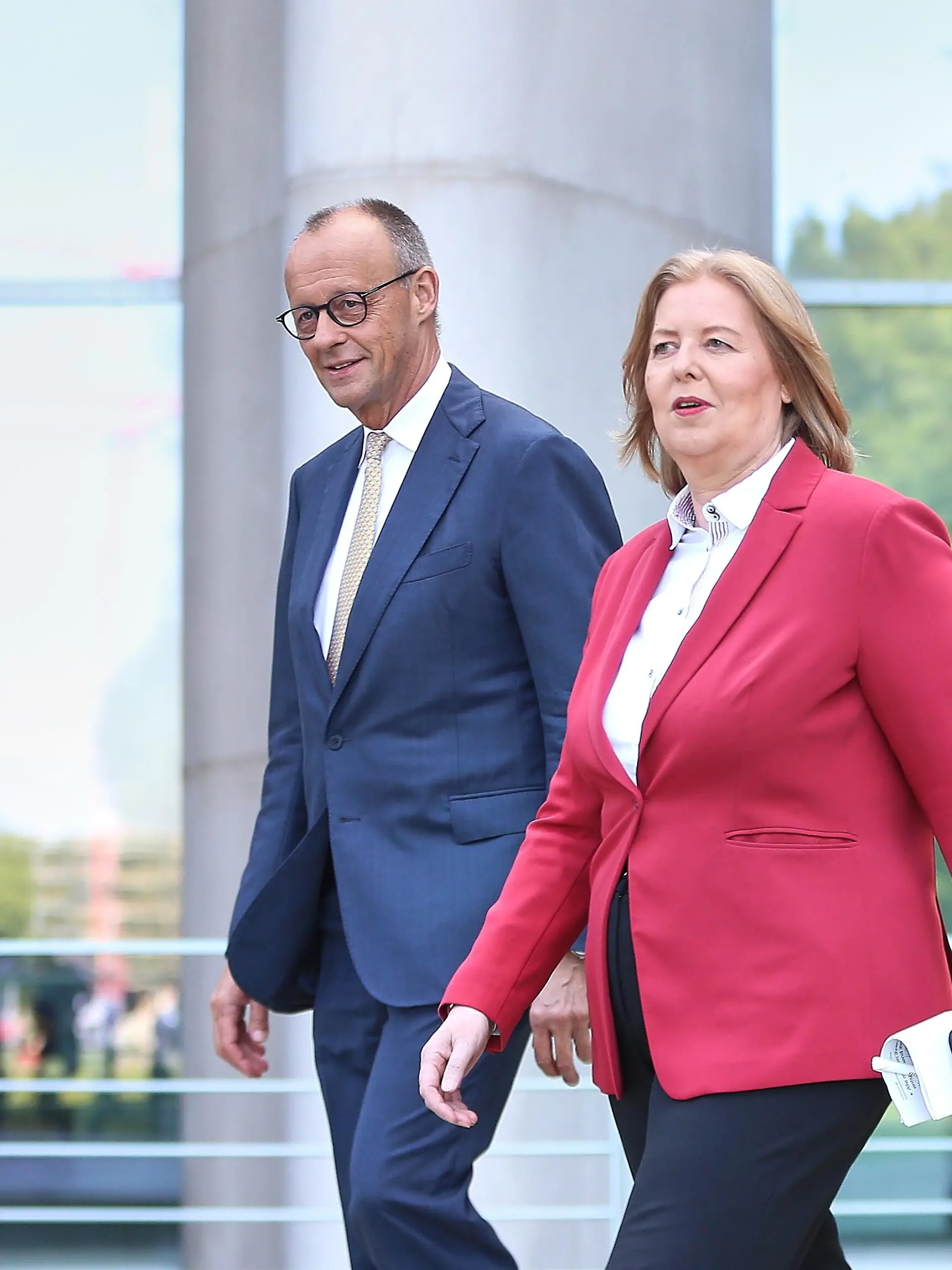 Berlin, Deutschland: Bundeskanzleramt: Pressekonferenz nach Koalitionsausschuss: Bundeskanzler Friedrich Merz (CDU) und Bundesministerin für Arbeit und Soziales Bärbel Bas (SPD)