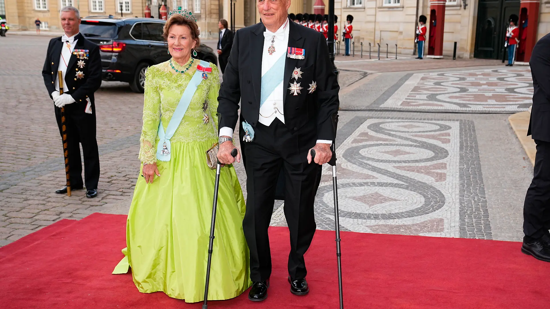 König Harald V. und Königin Sonja im Juni 2023 auf Staatsbesuch in Dänemark