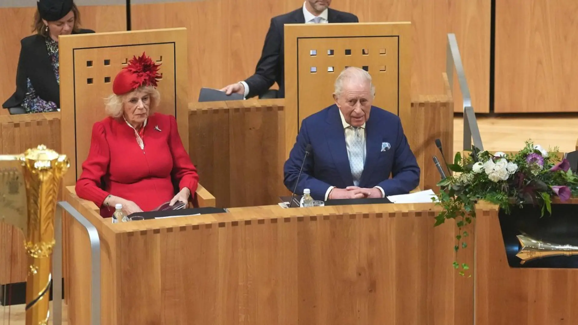 König Charles und Königin Camilla bei der Eröffnung des walisischen Parlaments.