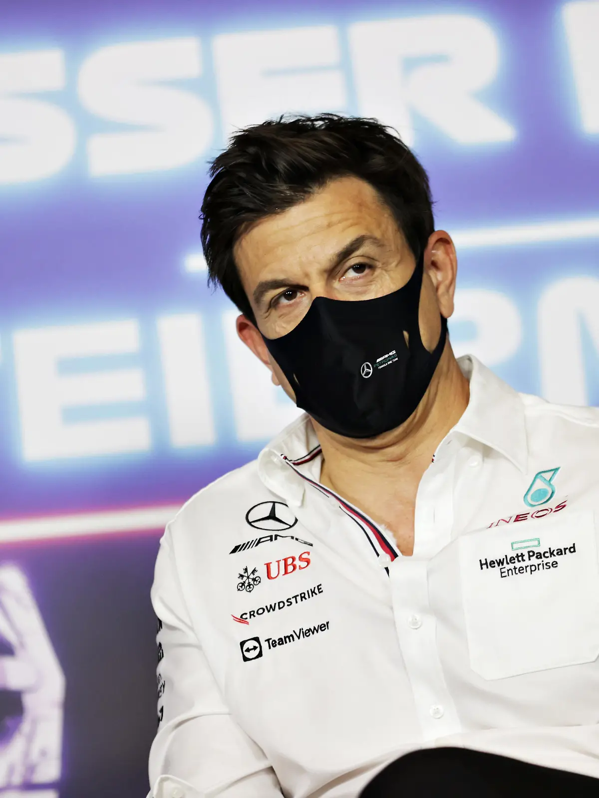 SPIELBERG, AUSTRIA - JUNE 25: Mercedes GP Executive Director Toto Wolff talks in a press conference during practice ahead of the F1 Grand Prix of Styria at Red Bull Ring on June 25, 2021 in Spielberg, Austria. (Photo by Bryn Lennon/Getty Images)
