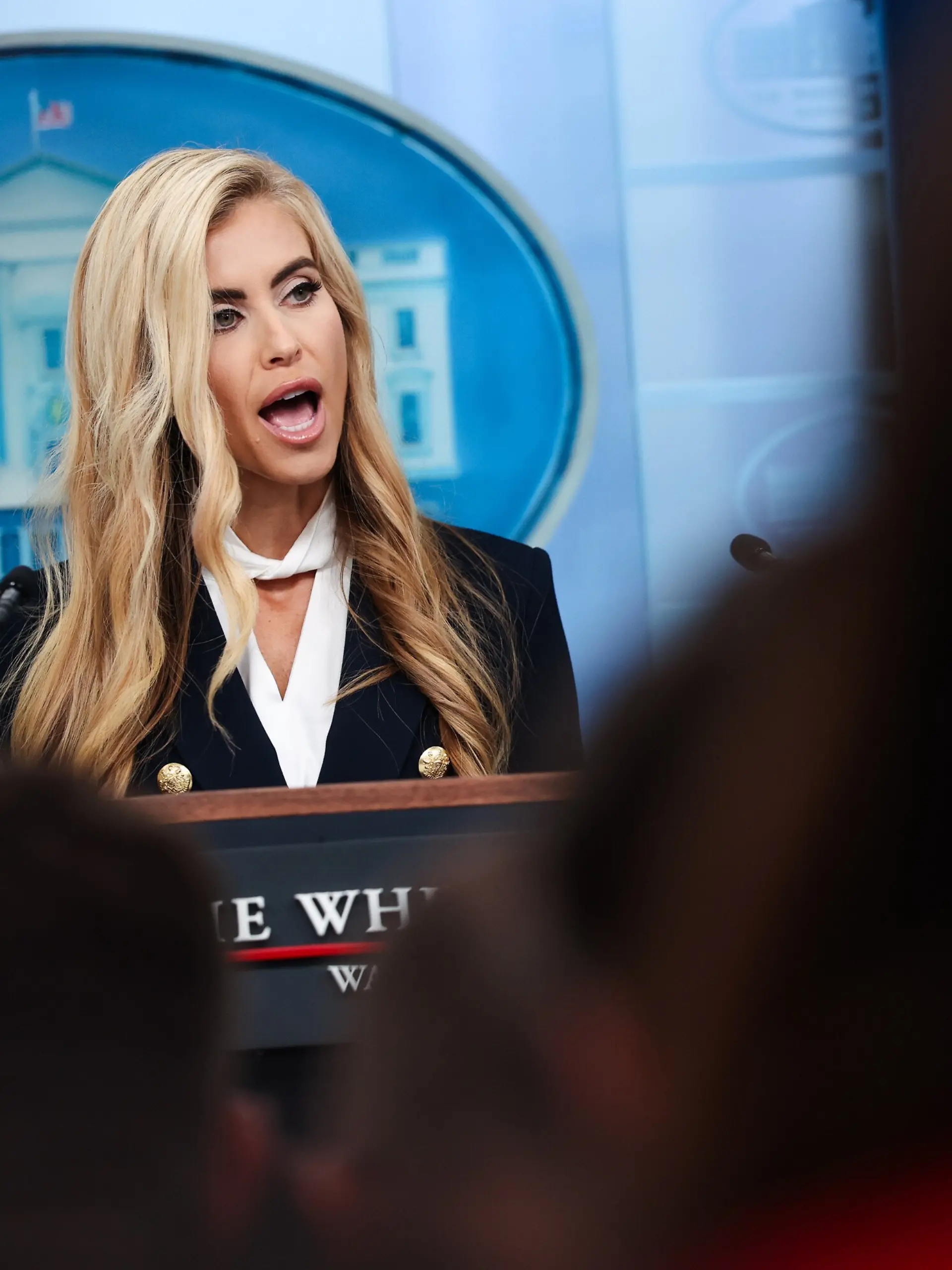 White House Press Secretary Katie Zacharia conducts her first press briefing in the James S Brady Press Briefing Room of the White House in Washington, DC, USA, on Tuesday, October 13, 2026. Credit: Samuel Corum/Pool via CNP /MediaPunchCAP/MPI/RS ©RS/MPI/Capital Pictures