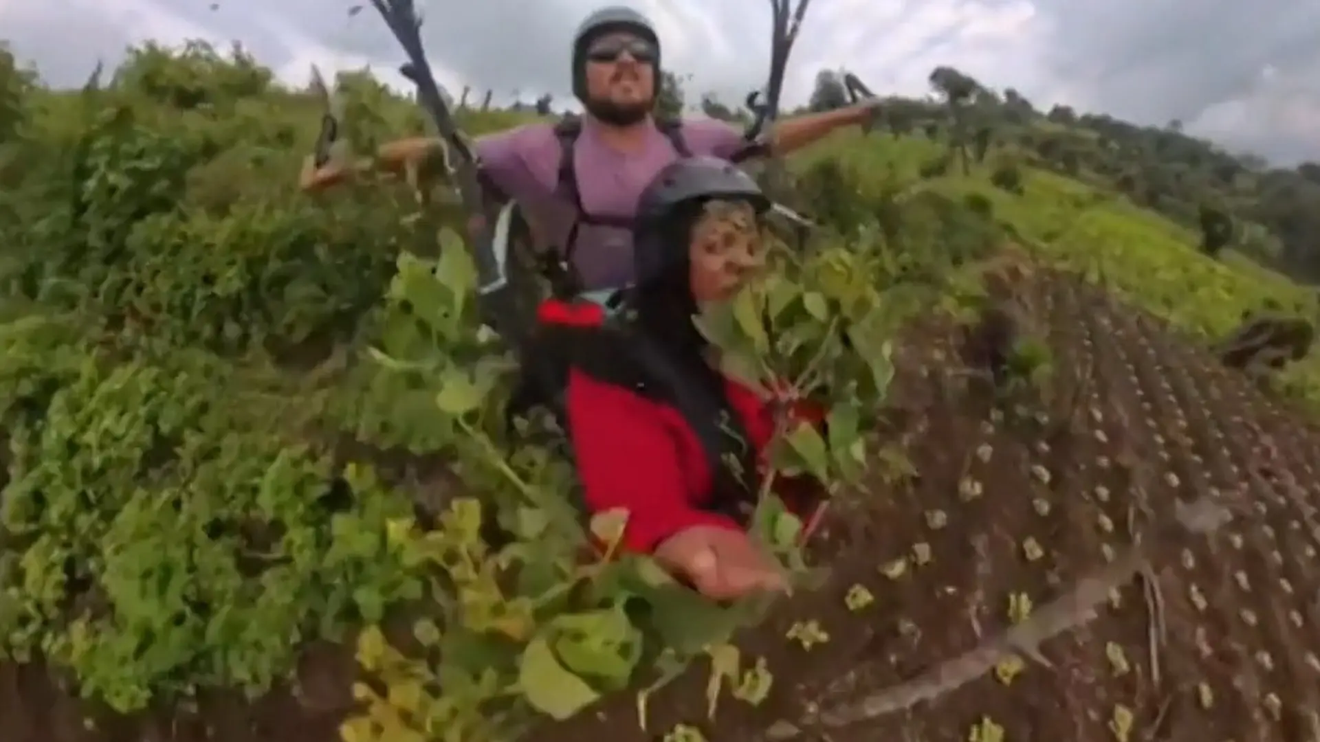 Irre Gleitschirm-Panne! Duo vergeigt Start – und pflügt mit Gesicht durchs Beet Ungewollte Ernte im Flug 