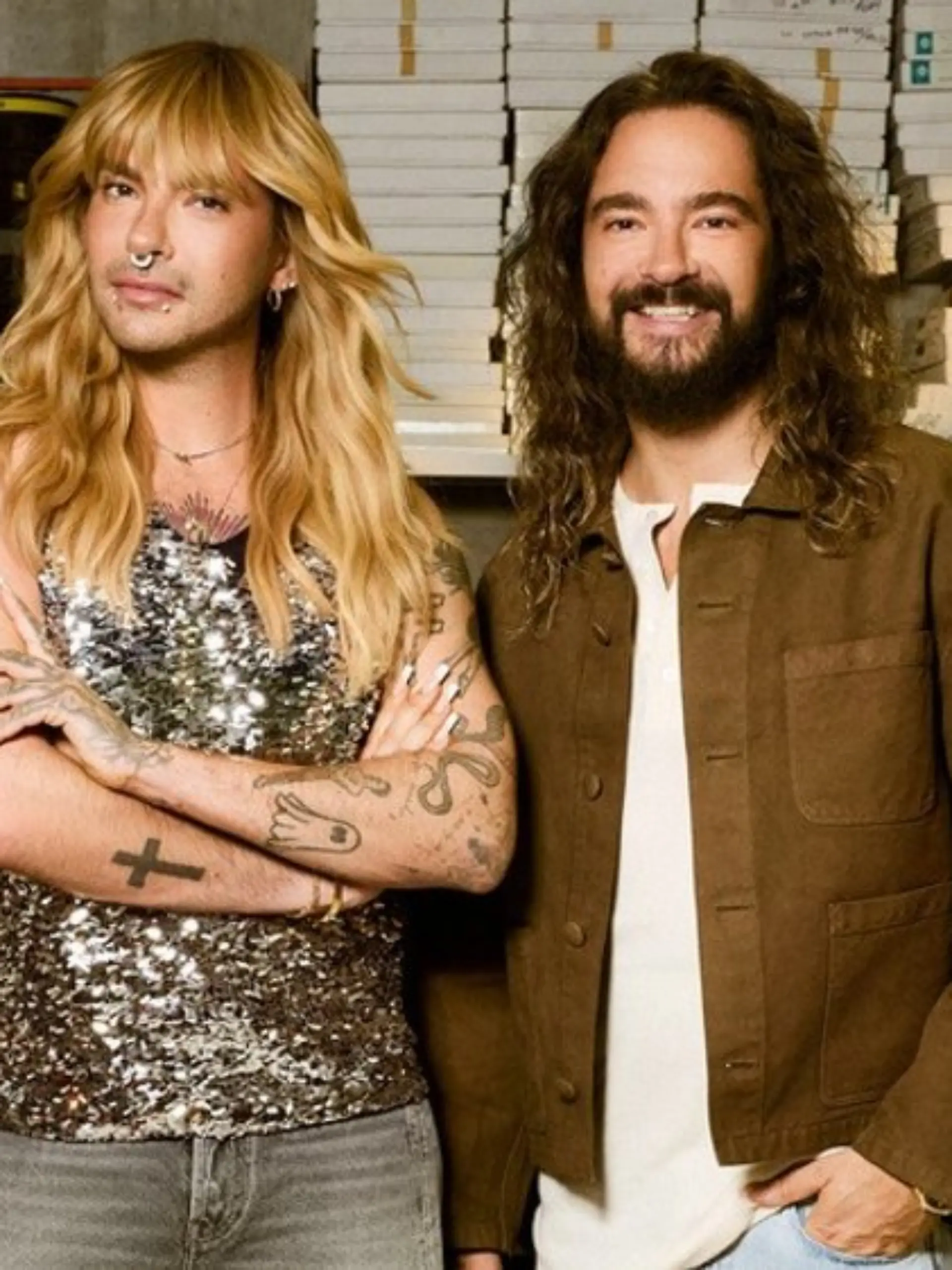 Bill und Tom Kaulitz (r.) bei den Vorbereitungen zu ihrer "Wetten, dass..?"-Ausgabe.