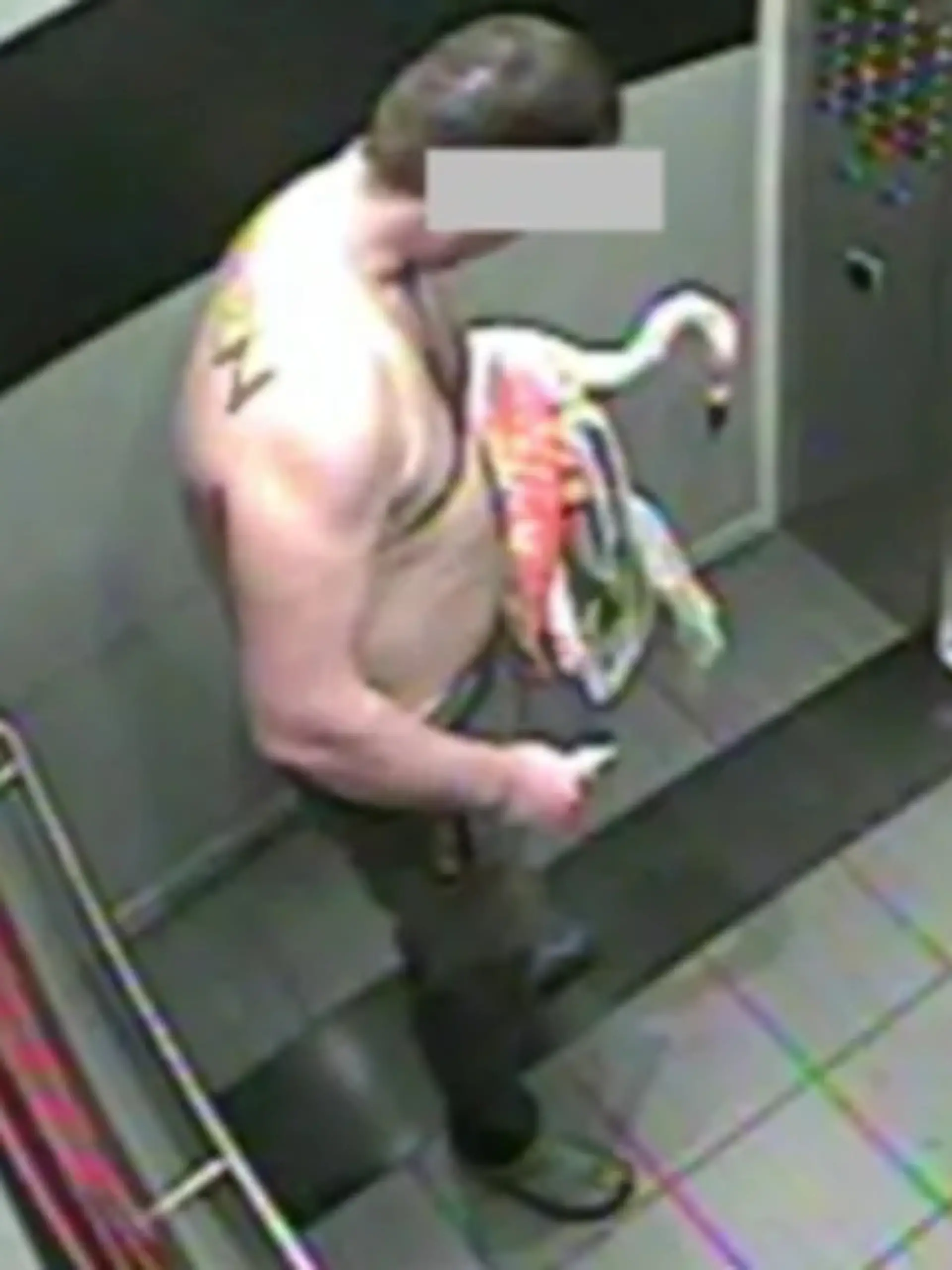 Aufnahmen einer Überwachungskamera zeigen, wie der 34-jährige Tourist den Flamingo Peachy durch das Hotel in Las Vegas trägt.