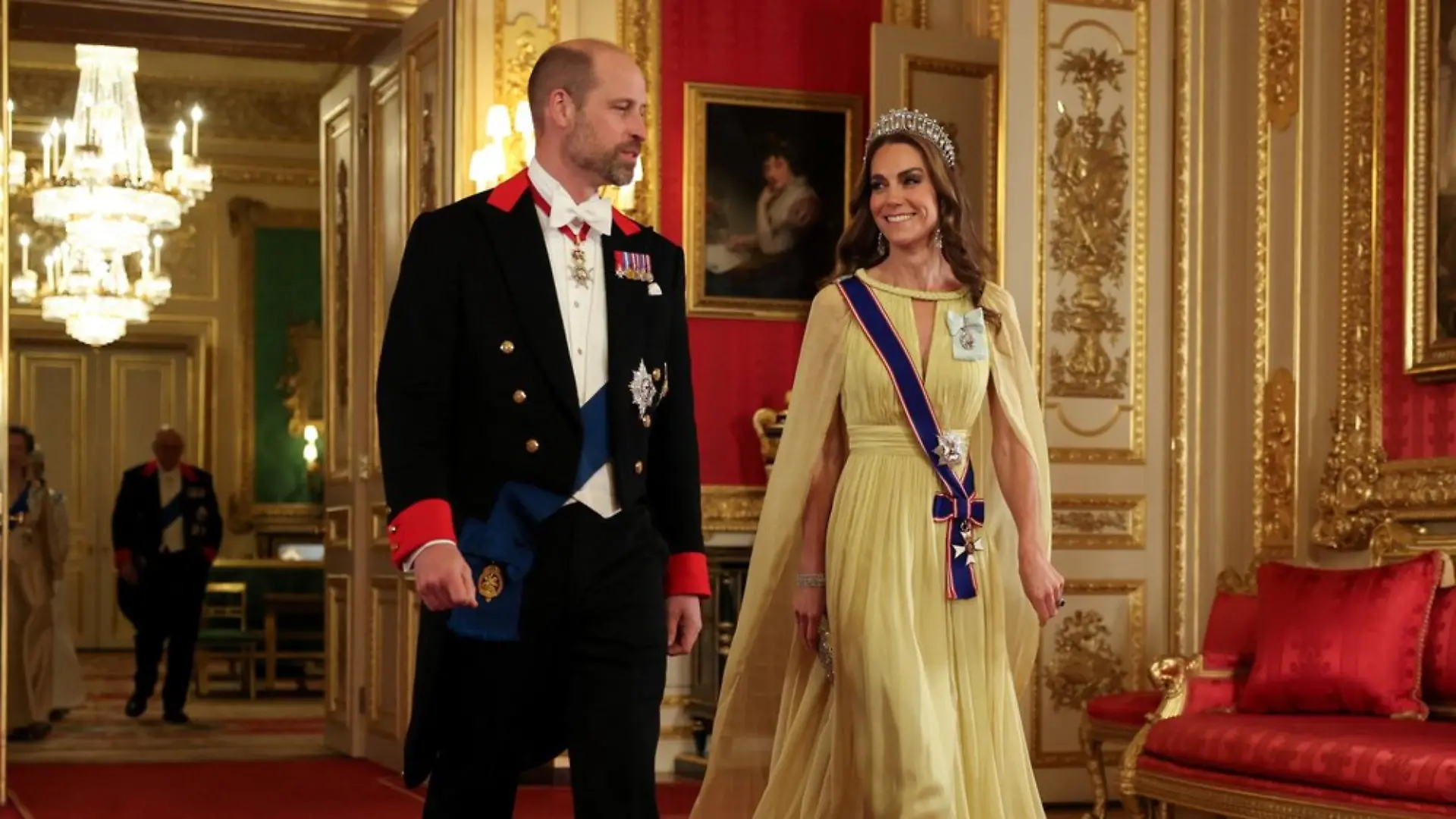 Prinz William und Prinzessin Kate unmittelbar vor dem Bankett.