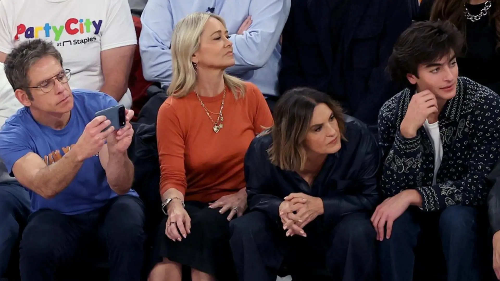V.l.n.r.: Ben Stiller, Christine Taylor und Mariska Hargitay am Dienstag im Madison Square Garden in New York City.