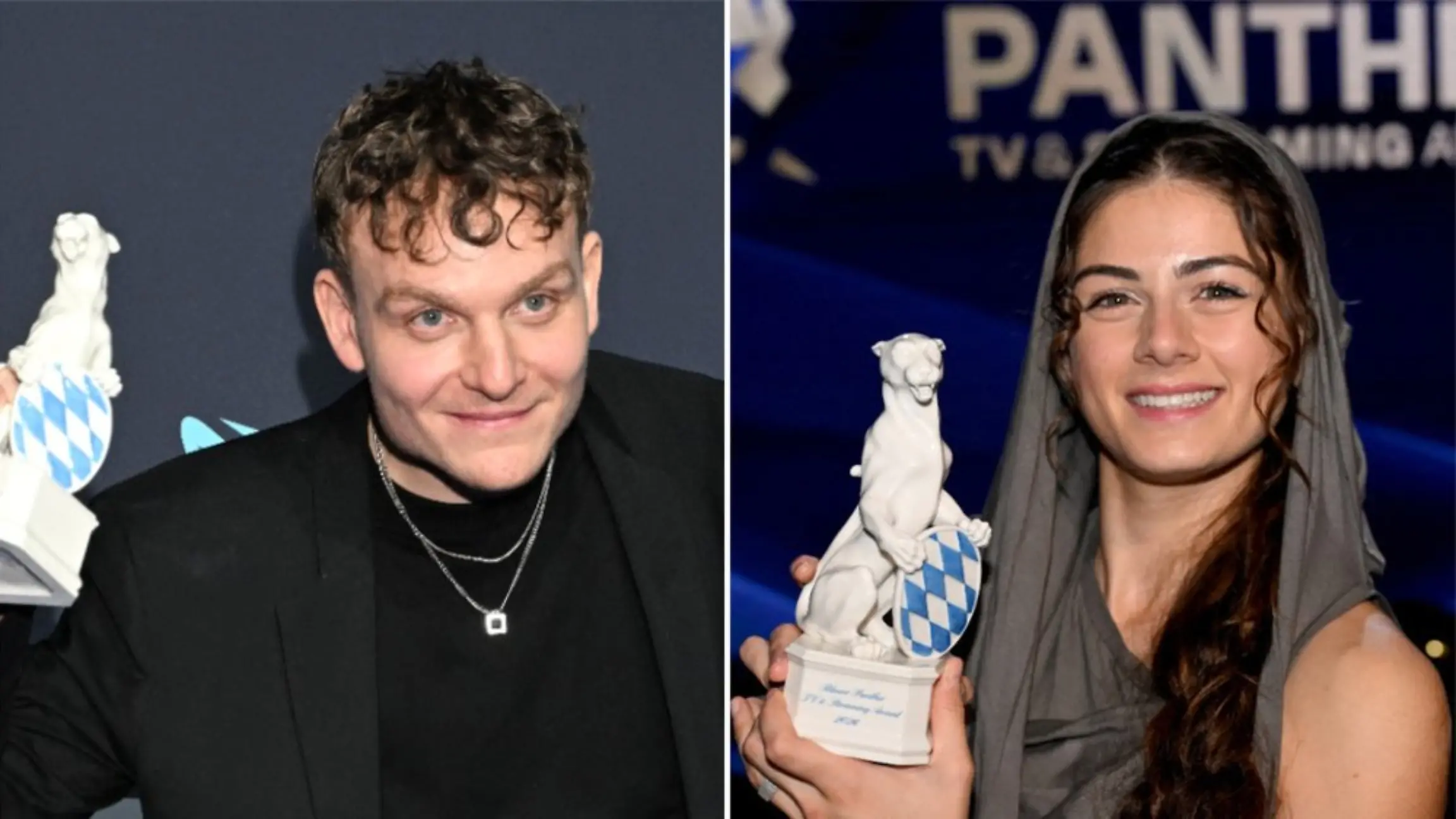 Johannes Hegemann und Derya Akyol durften sich über den Blauen Panther für ihre Schauspielleistungen freuen.