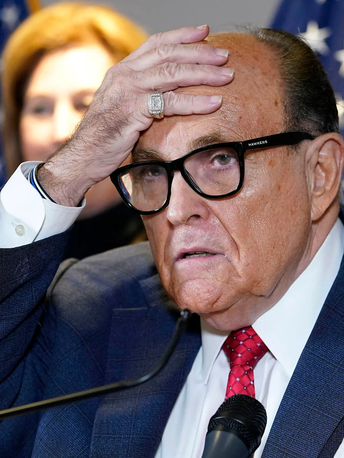 FILE - In this Nov. 19, 2020, file photo, former New York Mayor Rudy Giuliani, who was a lawyer for President Donald Trump, speaks during a news conference at the Republican National Committee headquarters in Washington. U.S. prosecutors in 2019 sought the electronic messages of two ex-Ukrainian government officials and a Ukrainian businessman as part of their probe of Rudolph Giuliani's dealings in that country, a lawyer accidentally revealed in a court filing Tuesday, May 25, 2021. The filing said federal prosecutors in New York had obtained an email account believed to belong to the former prosecutor general of Ukraine, Yuriy Lutsenko. (AP Photo/Jacquelyn Martin, File)