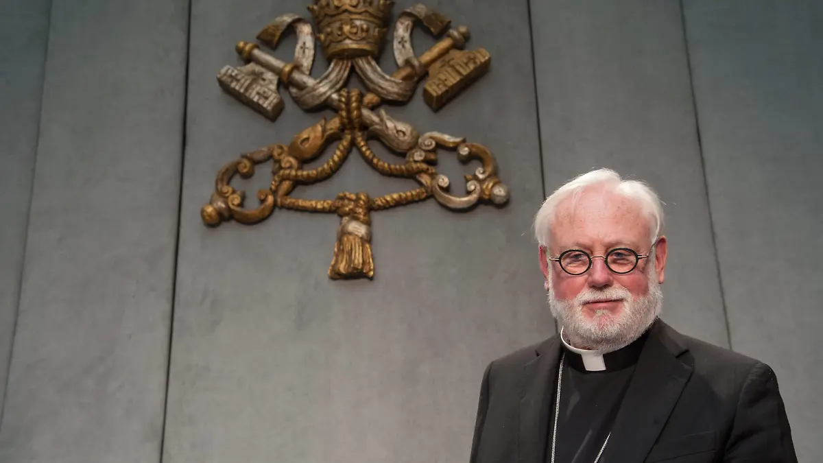  June 17, 2021 : Msgr. Paul R. Gallagher, Secretary for Relations with States, speaks during press conference to present the Meeting Faith and Science: Towards COP26 , promoted by the Embassies of the United Kingdom and Italy to the Holy See, together with the Holy See, at the Holy See Press Office in the Vatican. PUBLICATIONxINxGERxAUTxONLY Copyright: x MASSIMILIANOxMIGLIORATO/CPPx/x/xCatholicxPressxPhotox
