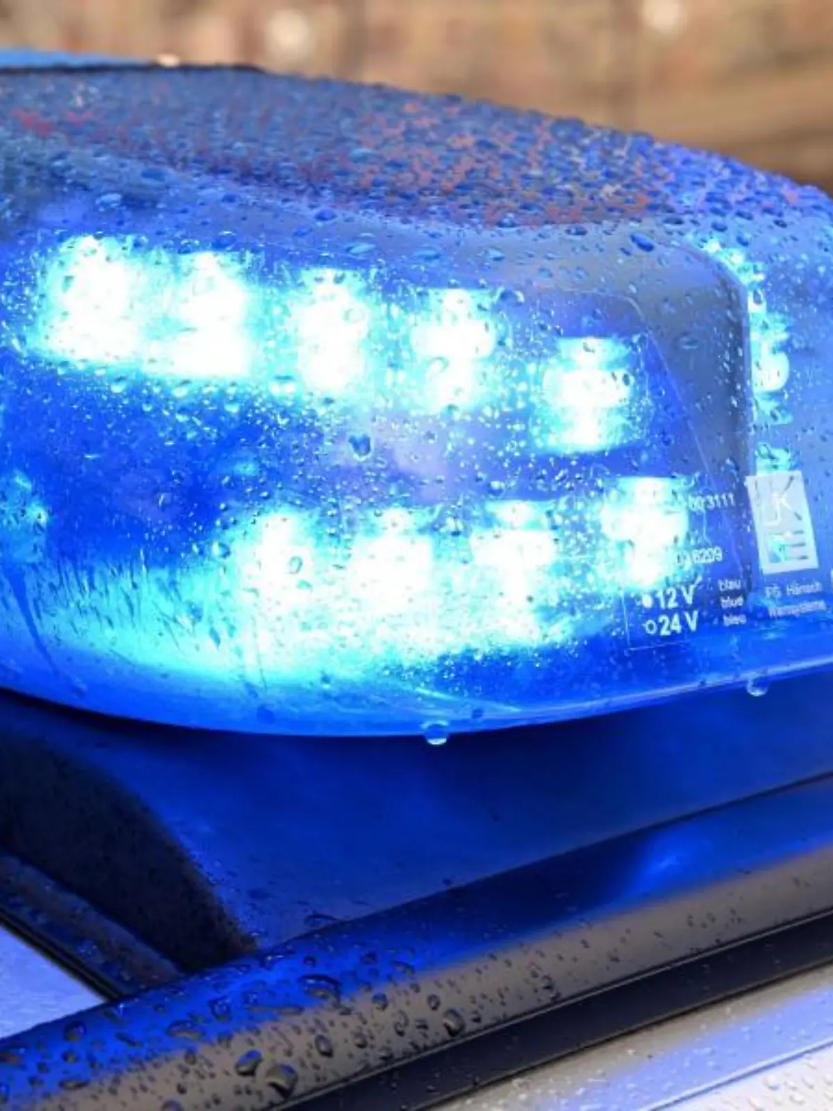 Ein Streifenwagen der Polizei mit Blaulicht