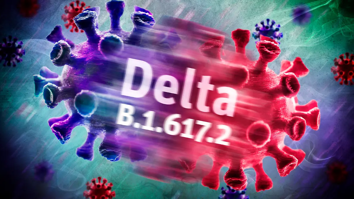  FOTOMONTAGE, Mutierter Coronavirus, Symbolfoto Delta-Variante B.1.617.2 *** PHOTOMONTAGE, Mutated coronavirus, symbol photo Delta variant B 1 617 2