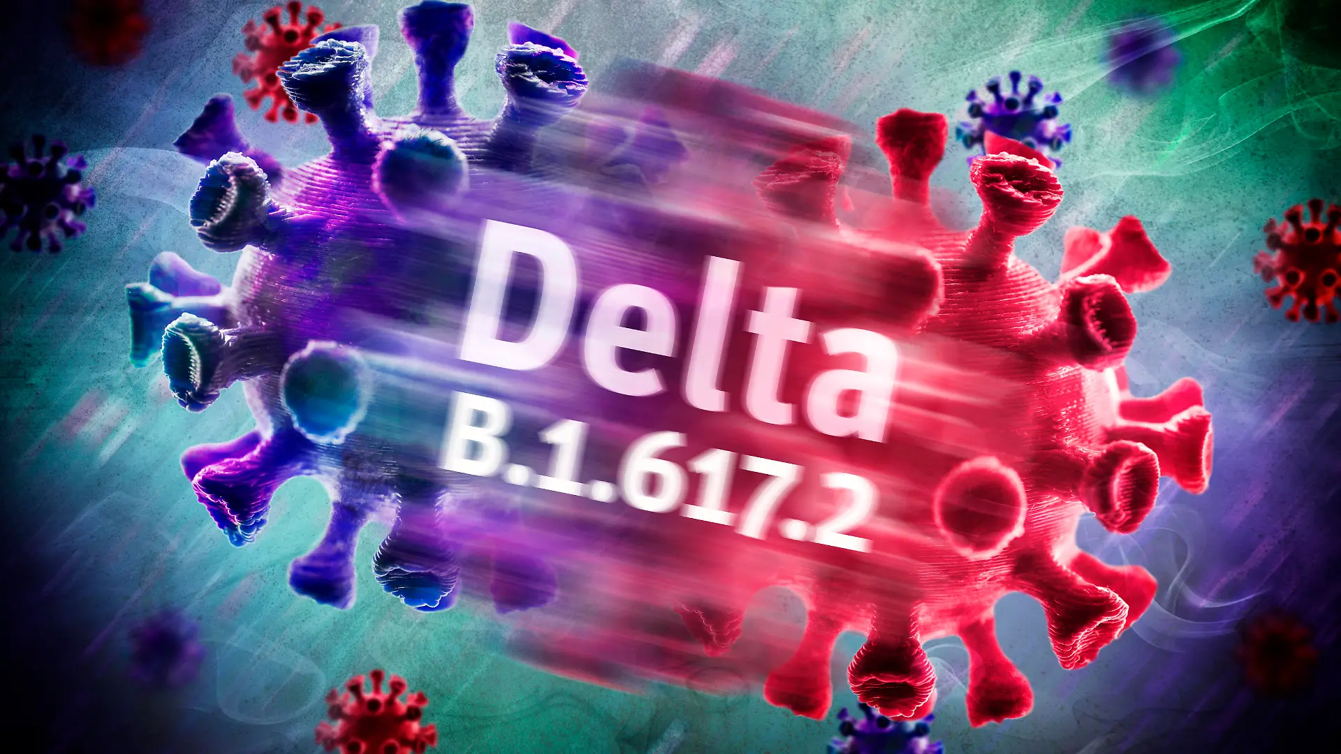 FOTOMONTAGE, Mutierter Coronavirus, Symbolfoto Delta-Variante B.1.617.2 *** PHOTOMONTAGE, Mutated coronavirus, symbol photo Delta variant B 1 617 2