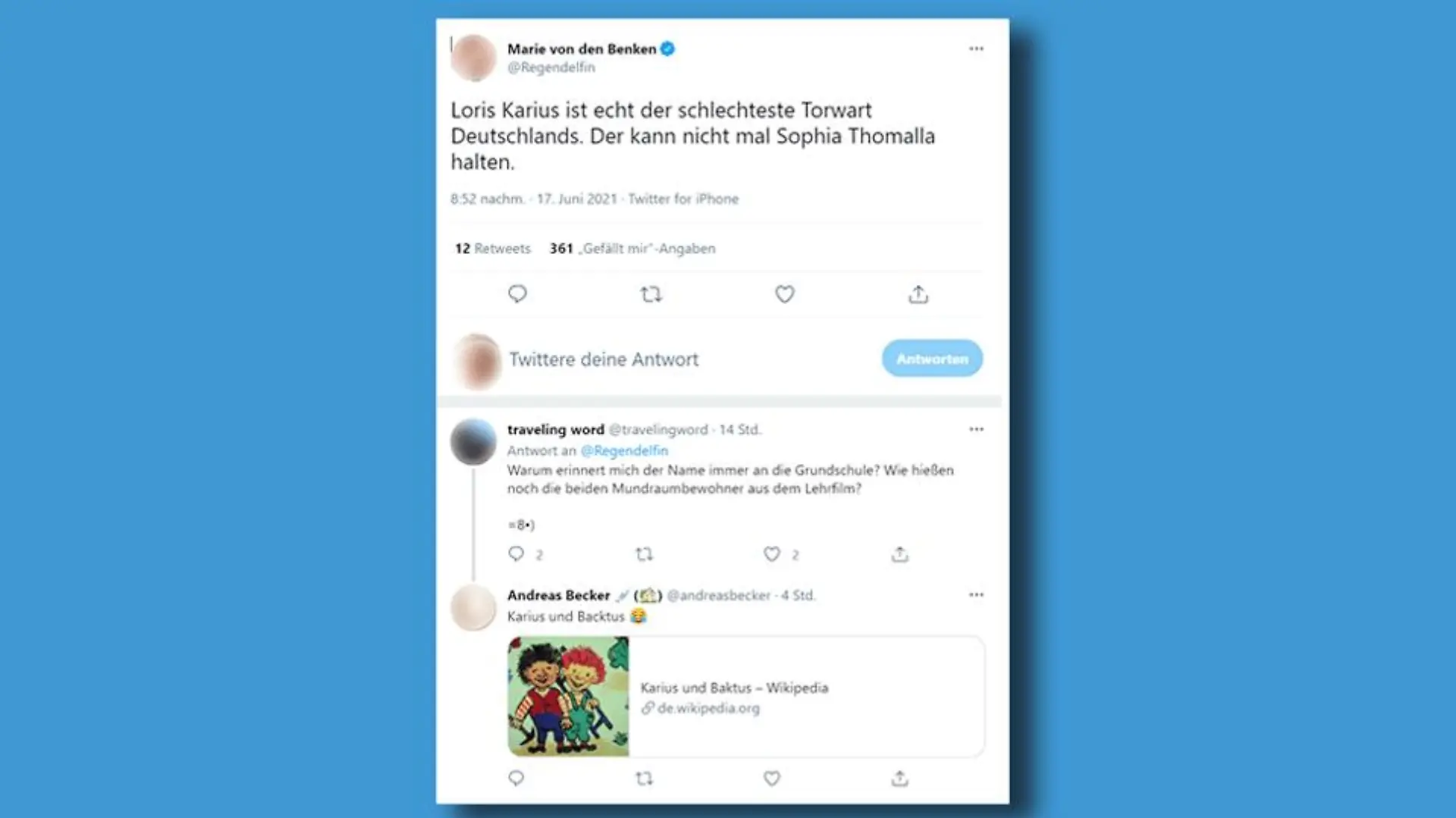 Auf Twitter wird kein gutes Haar an Loris Karius gelassen.