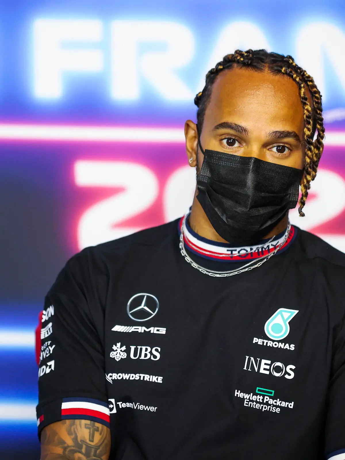 HAMILTON Lewis gbr, Mercedes AMG F1 GP W12 E Performance, portrait, press conference, PK, Pressekonferenz during the Formula 1 Emirates Grand Prix de France 2021, 7th round of the 2021 FIA Formula One World Championship, WM, Weltmeisterschaft from June 18 to 20, 2021 on the Circuit Paul Ricard, in Le Castellet, France - FORMULE 1 : Grand Prix de France - Circuit Paul-Ricard - 17/06/2021 DPPI/PANORAMIC PUBLICATIONxNOTxINxFRAxITAxBEL AV6_9437 