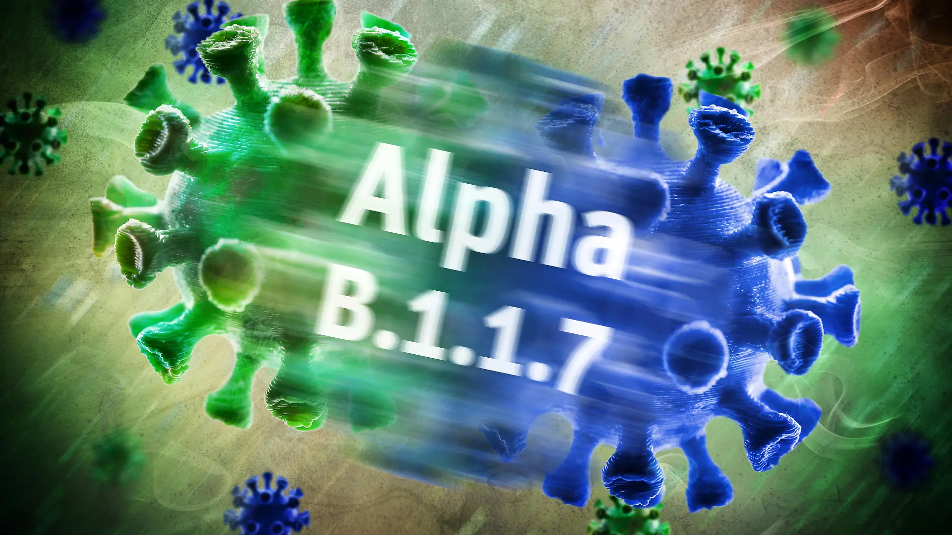 FOTOMONTAGE, Mutierter Coronavirus, Symbolfoto Alpha-Variante B.1.1.7 *** PHOTOMONTAGE, Mutated coronavirus, symbol photo alpha variant B 1 1 7