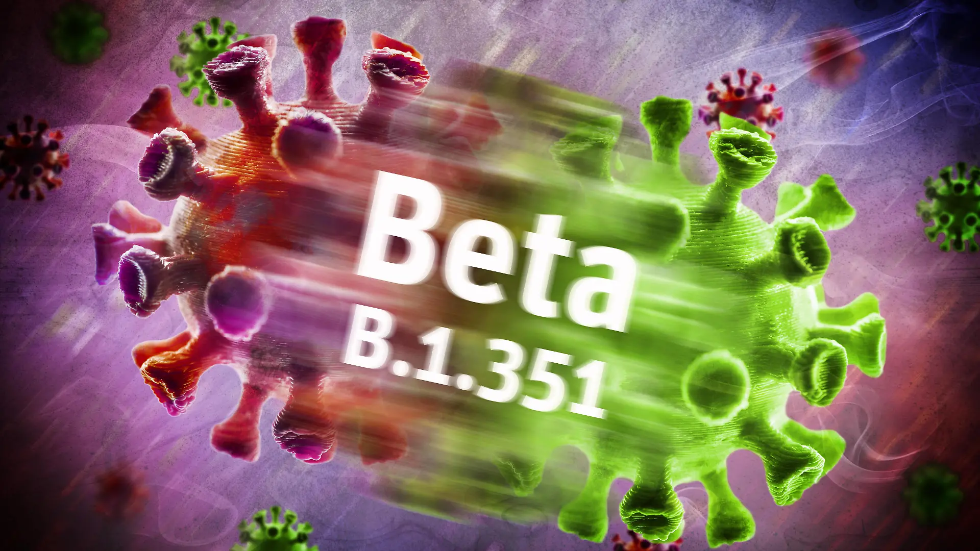 FOTOMONTAGE, Mutierter Coronavirus, Symbolfoto Beta-Variante B.1.351 *** PHOTOMONTAGE, Mutated coronavirus, symbol photo Beta variant B 1 351