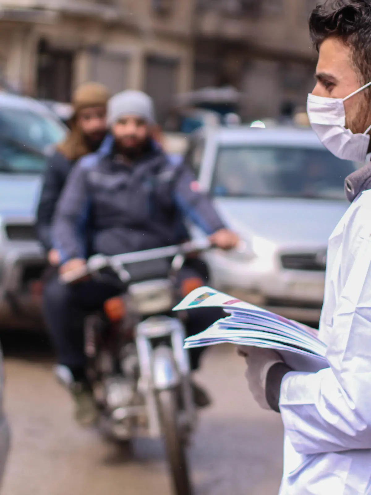 March 19, 2020: Pictures of a group of health directorate employees in Idlib governorate, northern Syria, distributing flyers to educate citizens about the Corona virus (Credit Image: Moawia Atrash/ZUMA Wire)

Pictured: GV,General View
Ref: SPL5157492 180320 NON-EXCLUSIVE
Picture by: Zuma / SplashNews.com

Splash News and Pictures
Los Angeles: 310-821-2666
New York: 212-619-2666
London: +44 (0)20 7644 7656
Berlin: +49 175 3764 166
photodesk@splashnews.com

World Rights, No Argentina Rights, No Belgium Rights, No China Rights, No Czechia Rights, No Finland Rights, No Hungary Rights, No Japan Rights, No Mexico Rights, No Netherlands Rights, No Norway Rights, No Peru Rights, No Portugal Rights, No Slovenia Rights, No Sweden Rights, No Switzerland Rights, No Taiwan Rights, No United Kingdom Rights

