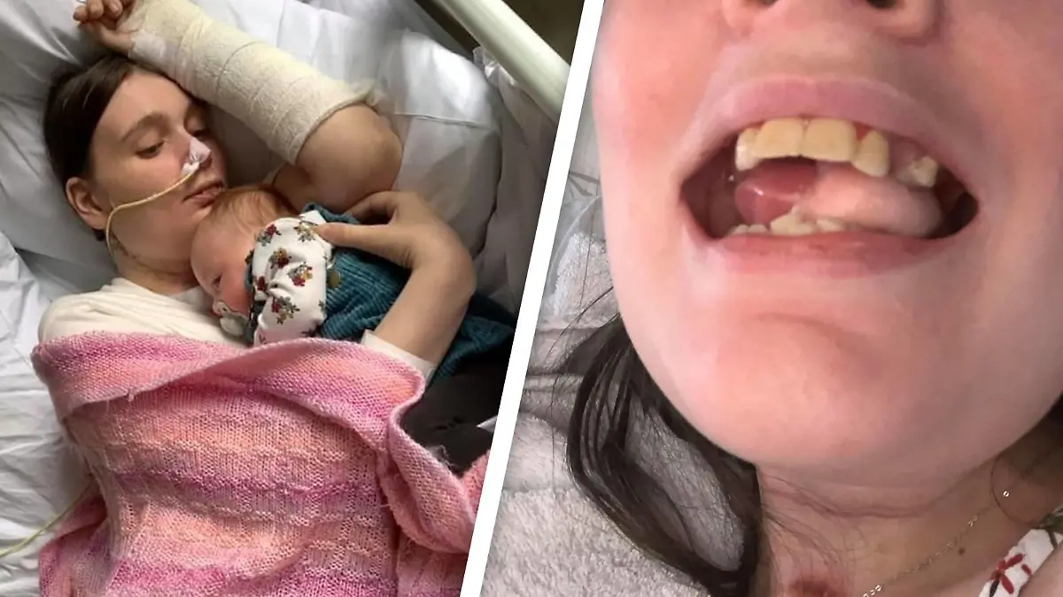 Nicole Freeman mit ihrer Tochter im Krankenhaus