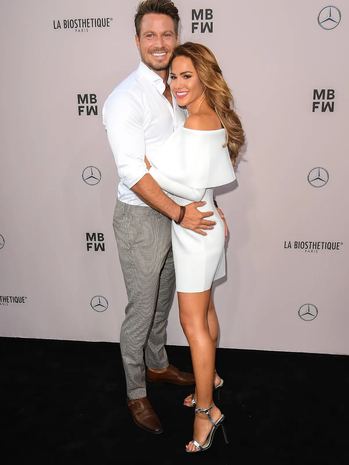 BERLIN, GERMANY - JULY 01: Sebastian Pannek and Angelina Heger attend the Guido Maria Kretschmer show during the Berlin Fashion Week Spring/Summer 2020 at ewerk on July 01, 2019 in Berlin, Germany. (Photo by Matthias Nareyek/Getty Images for MBFW)
