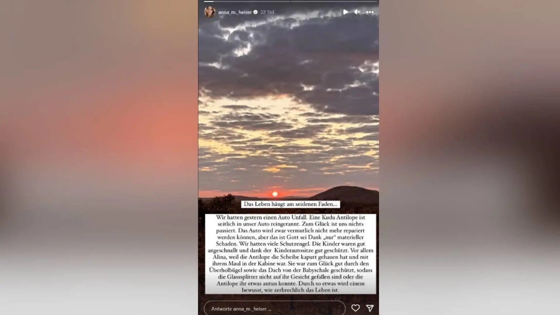 Der Schreck sitzt tief! "Bauer sucht Frau"-Kandidatin Anna Heiser berichtet in ihrer Insta-Story von einem gefährlichen Autounfall mit der ganzen Familie