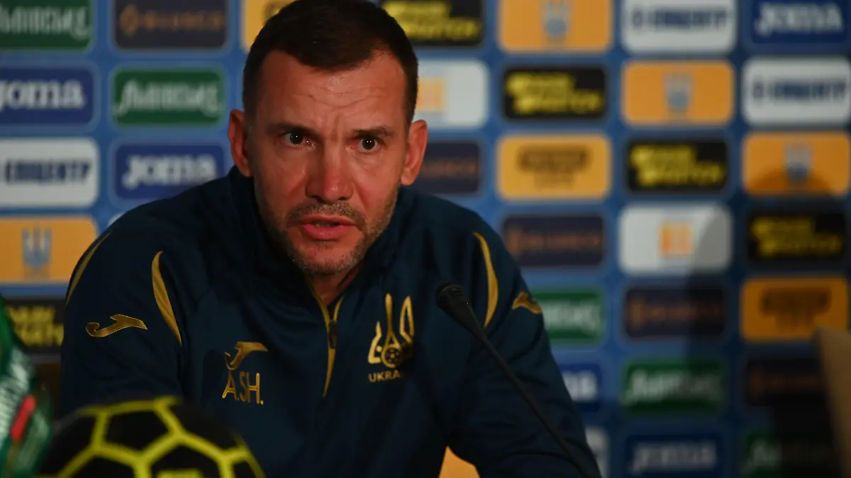 Fußball, Nationalteam Ukraine Pressekonferenz Kharkiv, Ukraine - June 2, 2021: press conference, PK, Pressekonferenz of head coach of Ukraine national team, Nationalteam Andrii Shevchenko before football match vs North Ireland. Copyright: xVitaliixKliuievx