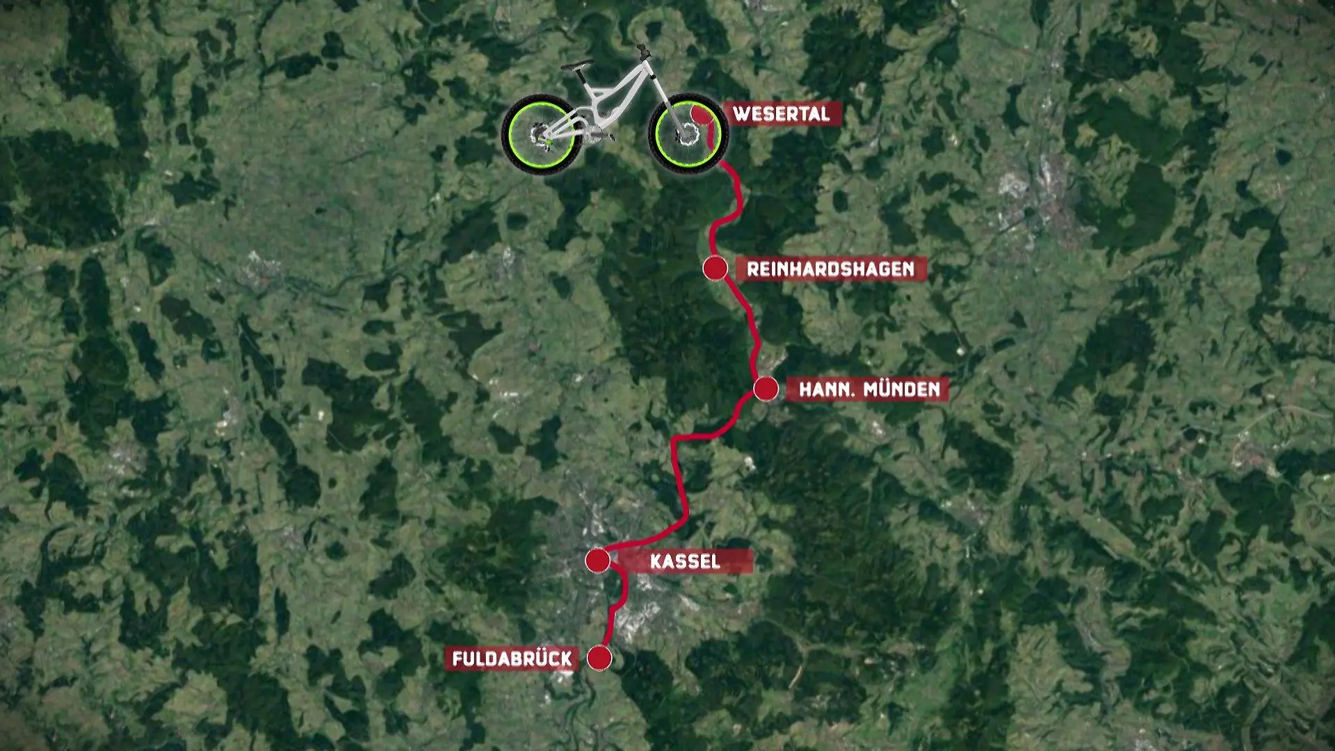 Tag 4 für Cord auf dem Fahrrad. Von Fuldabrück geht es ins Wesertal.
