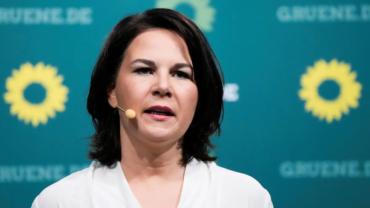 Germany's Green Party co-chairwoman Annalena Baerbock speaks to media after first exit poll for the Saxony-Anhalt state elections announced, in Berlin, Germany, June 6, 2021. Markus Schreiber/Pool via REUTERS