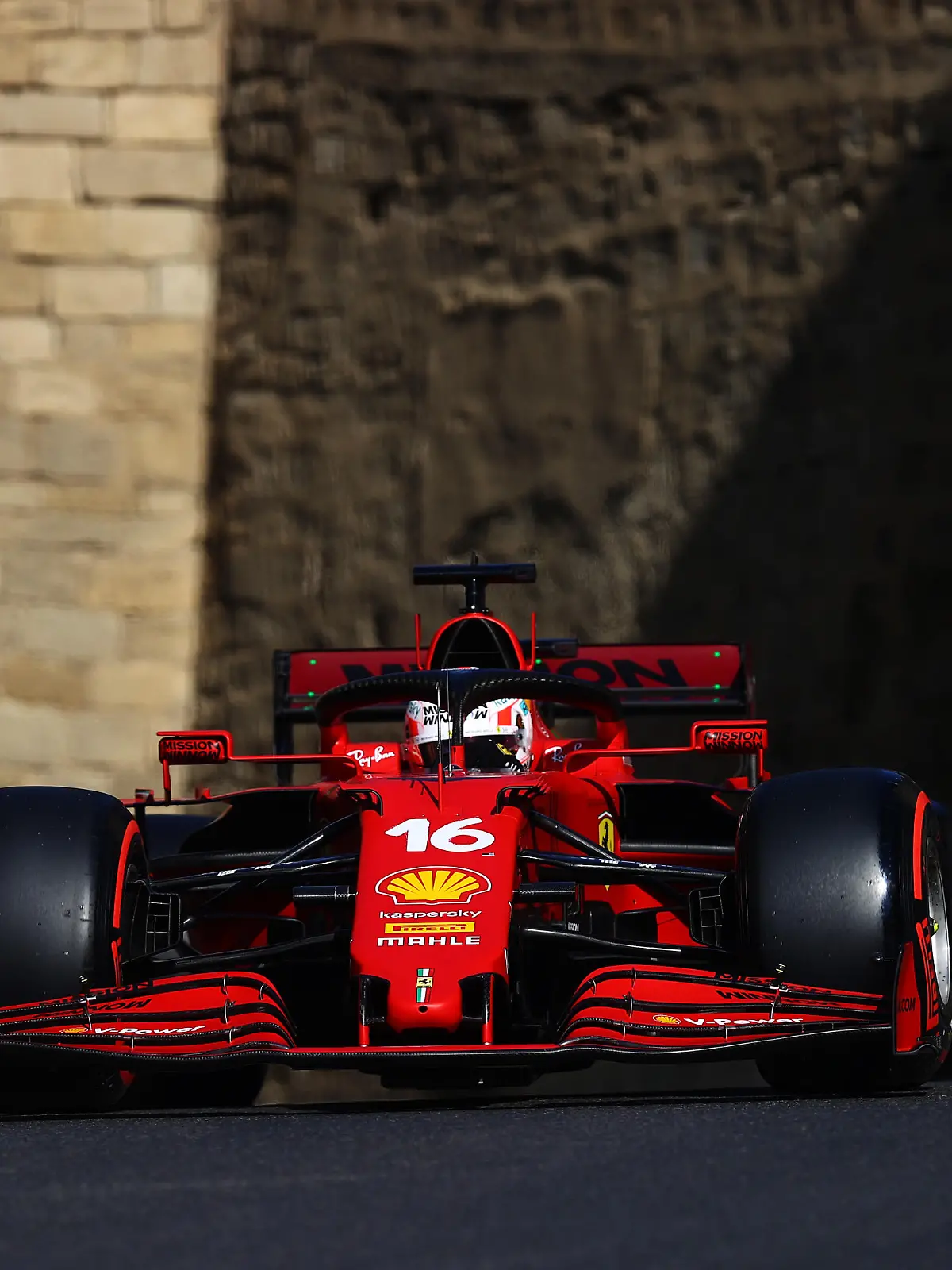 BAKU, AZERBAIJAN - JUNE 05: Charles Leclerc of Monaco driving the (16) Scuderia Ferrari SF21 on track during qualifying ahead of the F1 Grand Prix of Azerbaijan at Baku City Circuit on June 05, 2021 in Baku, Azerbaijan. (Photo by Francois Nel/Getty Images)