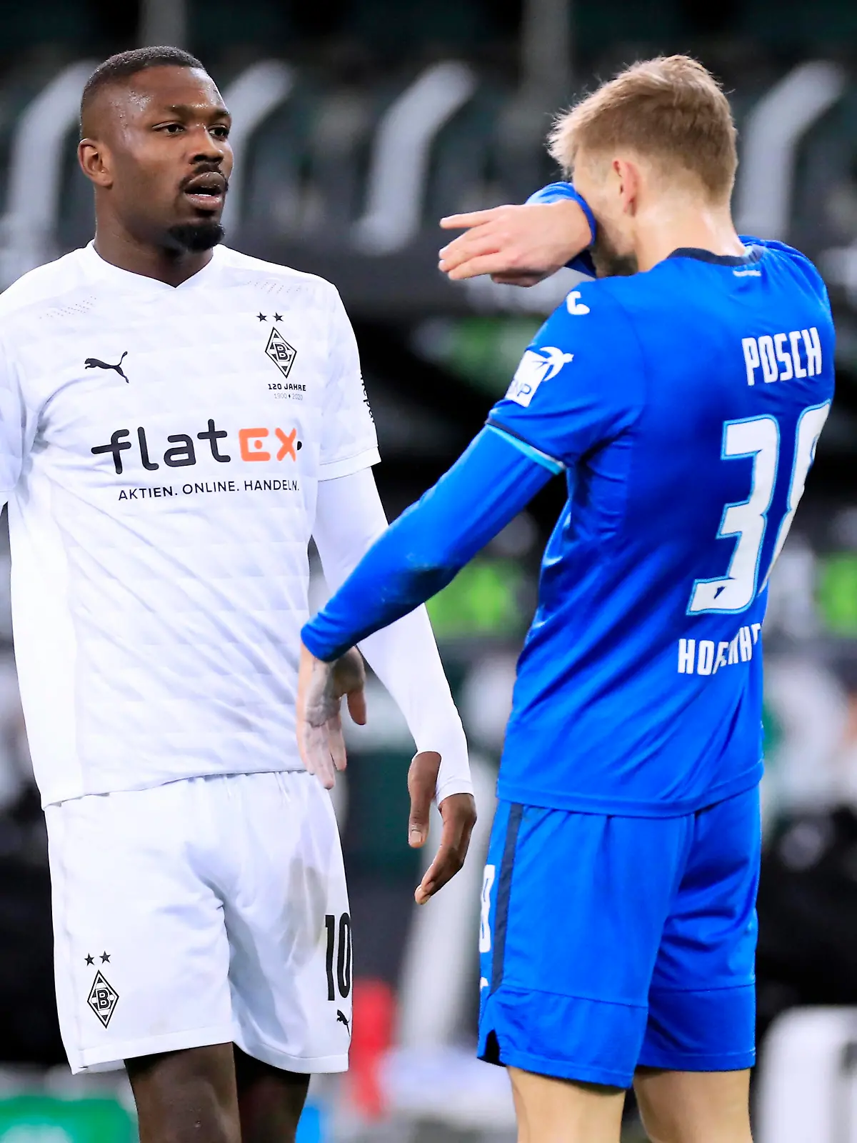 THURAM Marcus Team Borussia Moenchengladbach spuckt dem Hoffenheimer POSCH Stefan ins Gesicht DFL Fussball Liga Saison 2020-2021 Borussia Moenchengladbach - TSG Hoffenheim 1 : 2 am 19. 12. 2020 in Moenchengladbach DFL REGULATIONS PROHIBIT ANY USE OF PHOTOGRAPHS as IMAGE SEQUENCES and/or QUASI-VIDEO *** THURAM Marcus Team Borussia Moenchengladbach spits in the face of Hoffenheim POSCH Stefan DFL Football League Season 2020 2021 Borussia Moenchengladbach TSG Hoffenheim 1 2 on 19 12 2020 in Moenchengladbach DFL REGULATES PROHIBIT ANY USE OF PHOTOGRAPHS as IMAGE SEQUENCES and or QUASI VIDEO