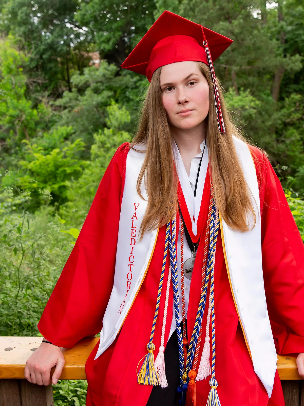 Paxton Smith, Lake Highlands High School valedictorian, poses for a photo, Wednesday, June 2, 2021, in Dallas. Smith scrapped a speech approved by her school administrators and delivered an abortion rights call in its place. (Juan Figueroa/The Dallas Morning News via AP)