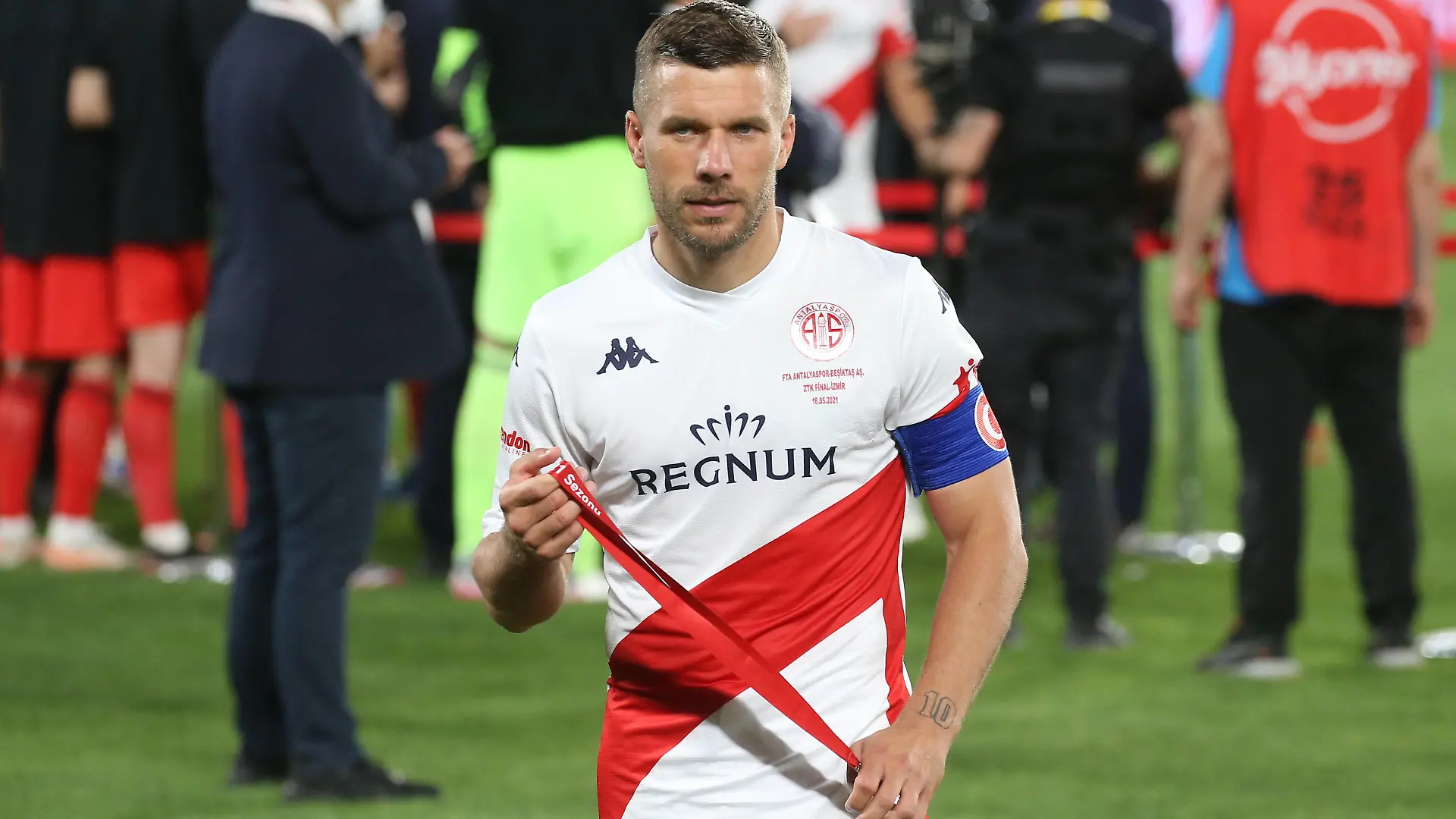 Antalyaspors Lukas Podolski after Besiktas - Antalyaspor Turkish Cup Final at Gursel Aksel Stadium in Izmir, 15th of May, 2021. Besiktas wins 2 - 0 to be Turkish Cup Champion. Copyright: TolgaxAdanali 17144126