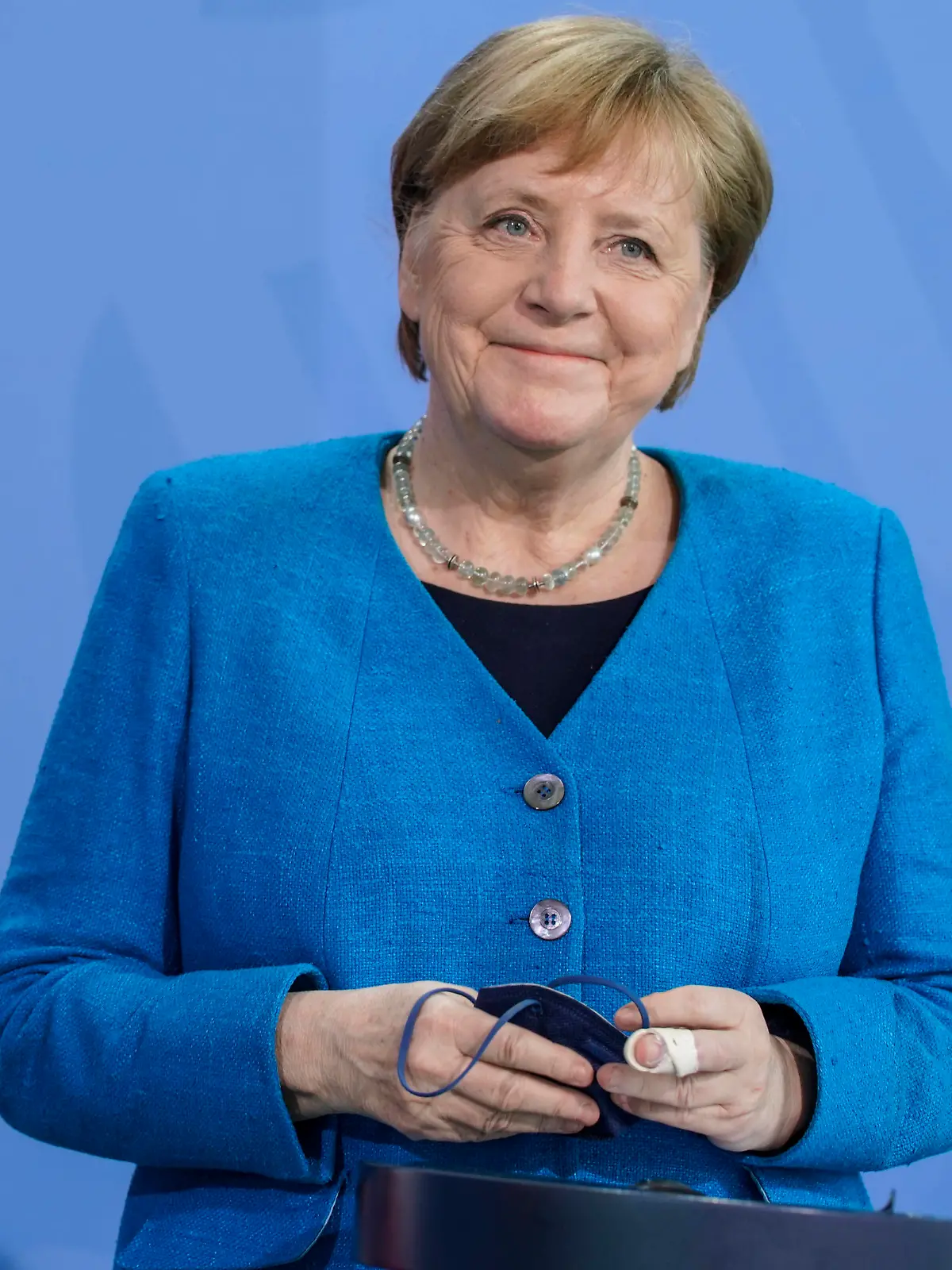  Pressekonferenz zum Deutsch-Franzoesischen Ministerrat unter der Leitung der Bundeskanzlerin und des Praesidenten der Franzoesischen Republik Aktuell,31.05.2021, Berlin, Dr. Angela Merkel Bundeskanzlerin der Bundesrepublik Deutschland im Portrait bei der Pressekonferenz im Anschluss an den Deutsch-Franzoesischen Ministerrat unter der Leitung der Bundeskanzlerin der Bundesrepublik Deutschland und des Praesidenten der Franzoesischen Republik im Bundeskanzleramt in Berlin Berlin Berlin Deutschland *** Press conference on the Franco-German Council of Ministers led by the Chancellor and the President of the French Republic News,31 05 2021, Berlin, Dr Angela Merkel Chancellor of the Federal Republic of Germany in portrait at the press conference
