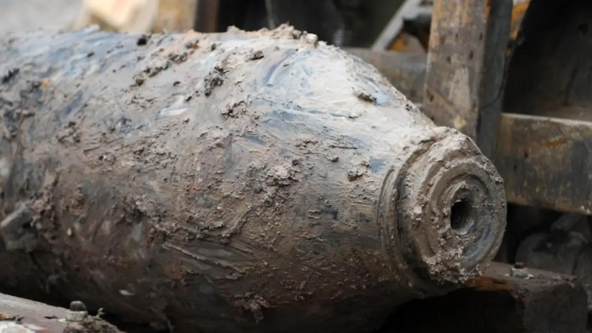 Eine entschärfte Fliegerbombe aus dem Zweiten Weltkrieg