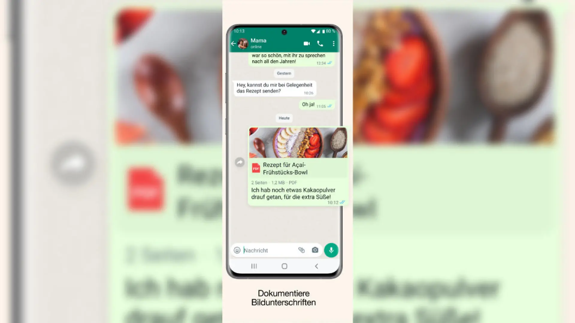 Auch Dokumente können nun mit einer Beschreibung versehen und verschickt werden,