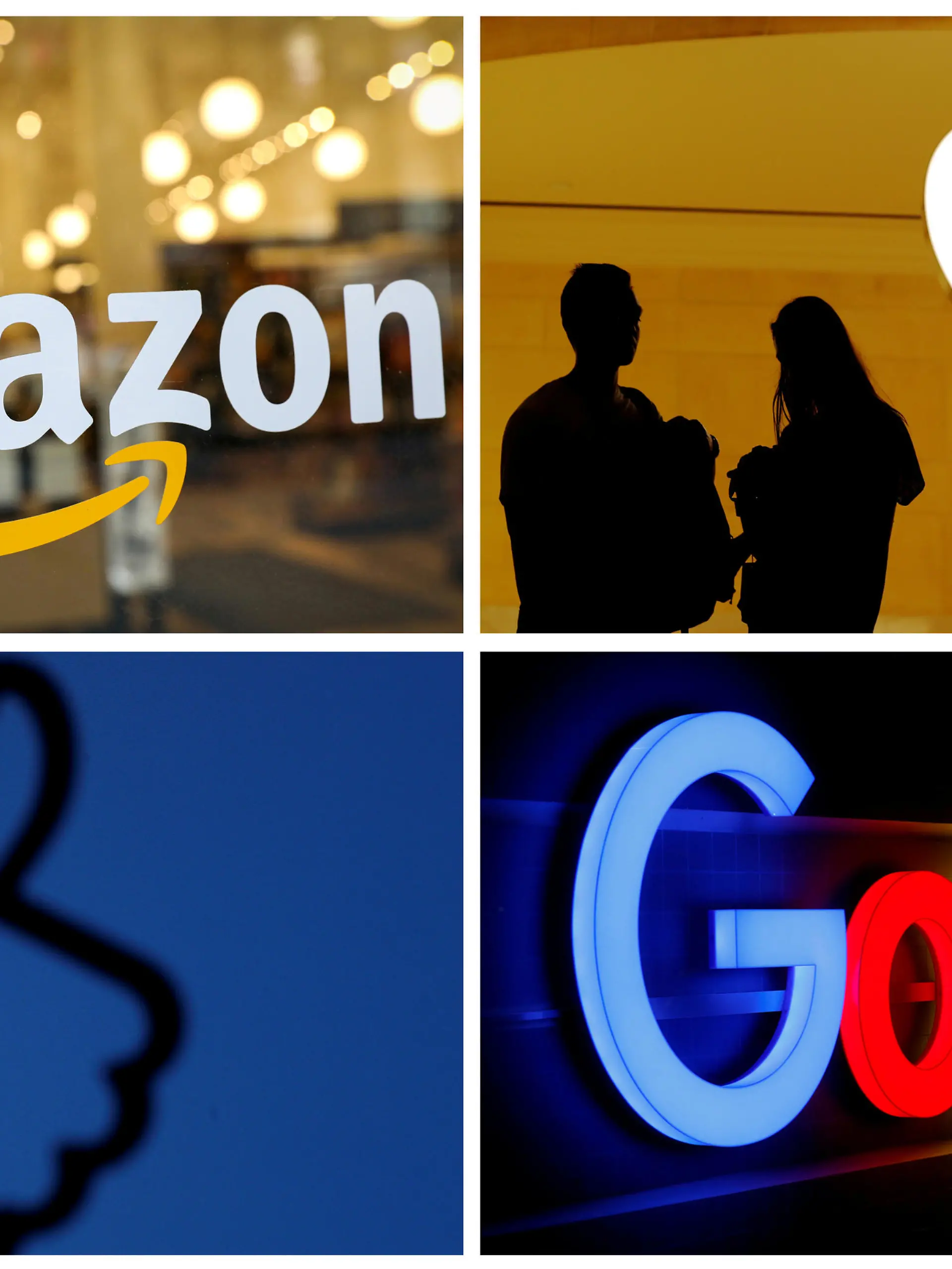 FILE PHOTO: The logos of Amazon, Apple, Facebook and Google are seen in a combination photo from Reuters files.    REUTERS//File Photo