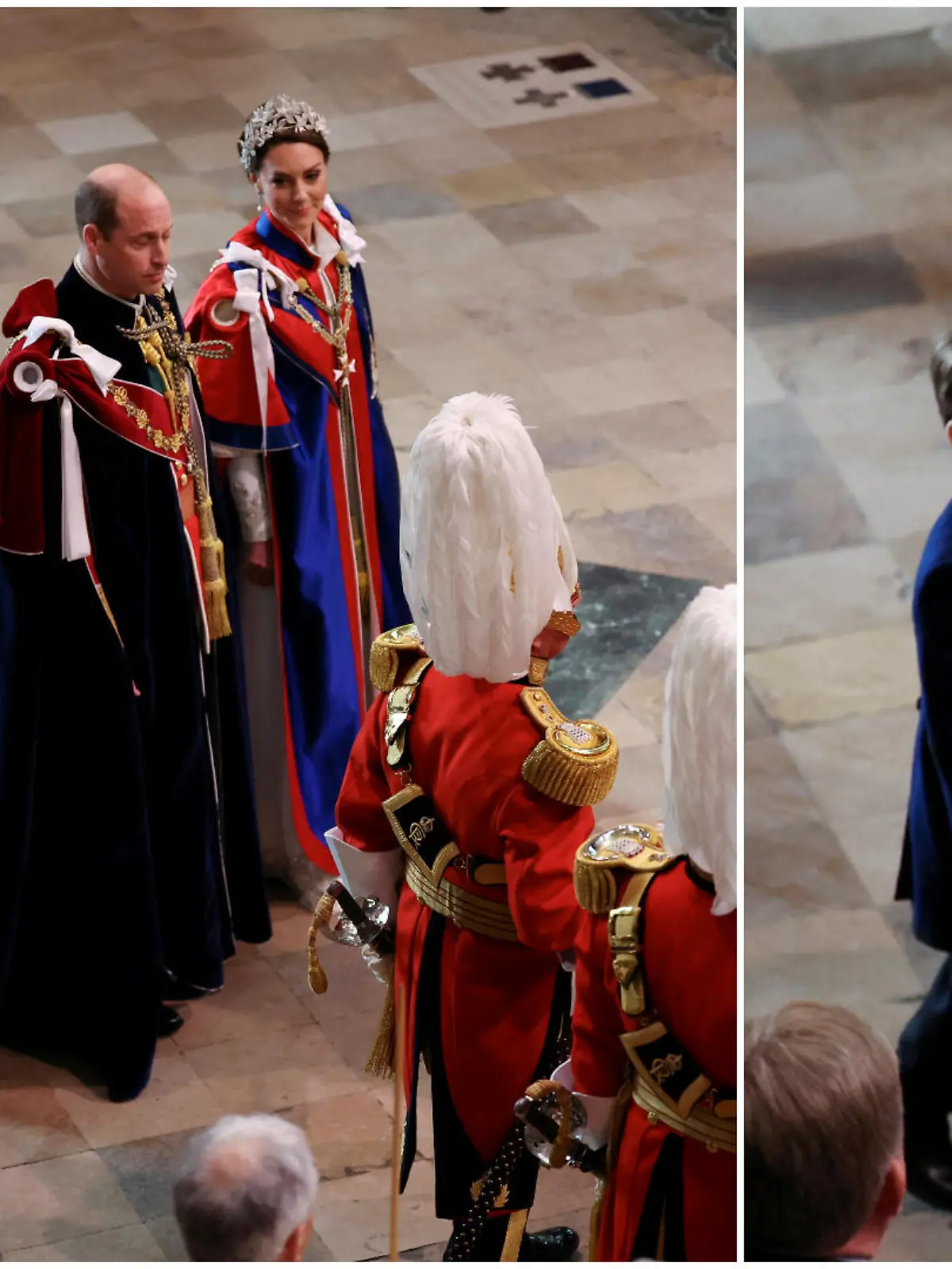 Bei König Charles' Krönung am 6. Mai 2023 laufen Prinz Louis und Prinzessin Charlotte hinter Prinz William und Prinzessin Kate in die Westmister Abbey ein.
