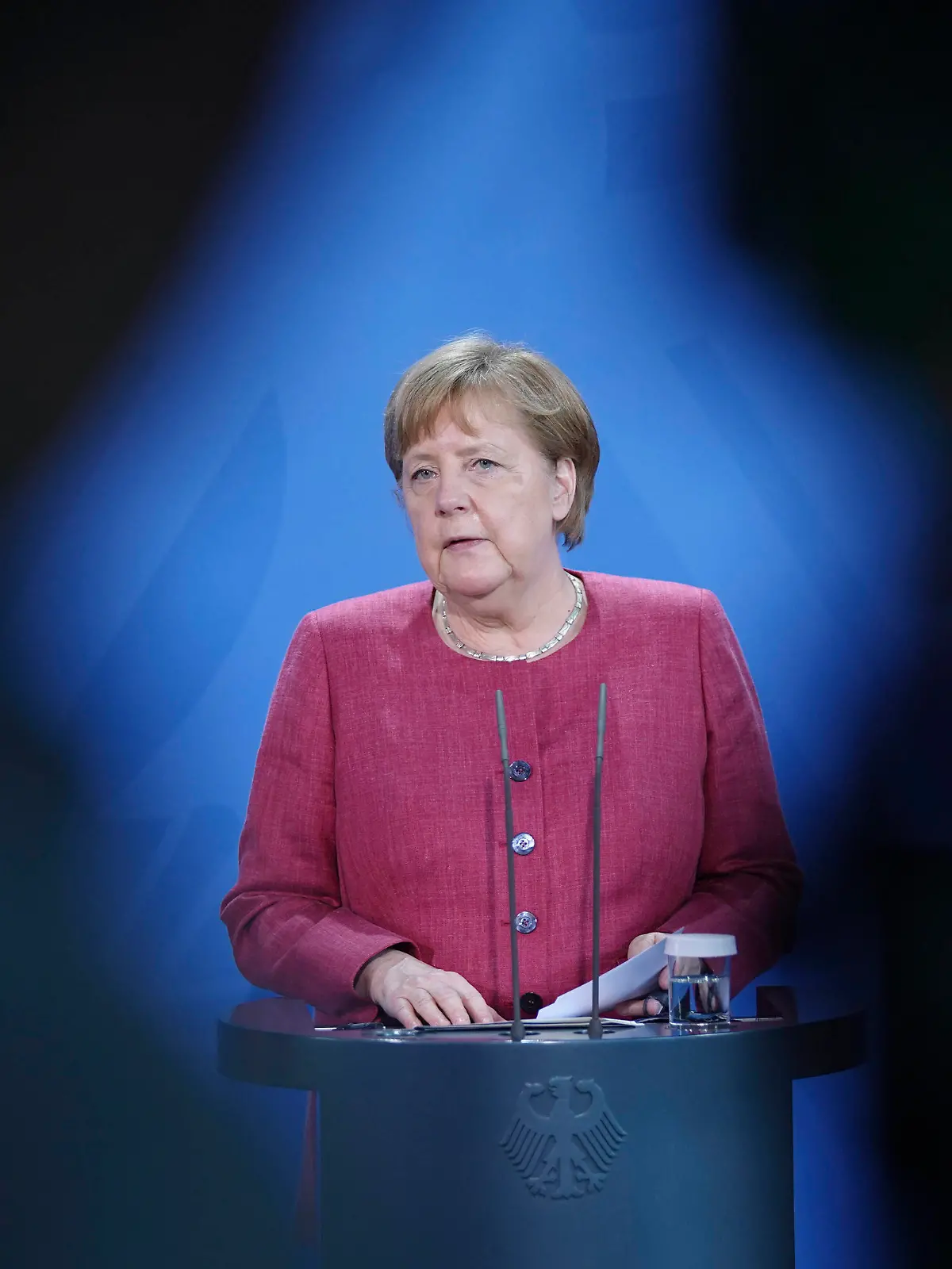  Pressekonferenz der Bundeskanzlerin zum G20 Global Health Summit Aktuell, 21.05.2021, Berlin, Bundeskanzlerin Angela Merkel im Portrait bei der Pressekonferenz zum Welt Gesundheitsgipfel der G 20 und der Europaeischen Union Berlin Berlin Deutschland *** Press Conference of the German Chancellor on the G20 Global Health Summit News, 21 05 2021, Berlin, German Chancellor Angela Merkel in portrait at the press conference on the G20 Global Health Summit and the European Union Berlin Berlin Germany