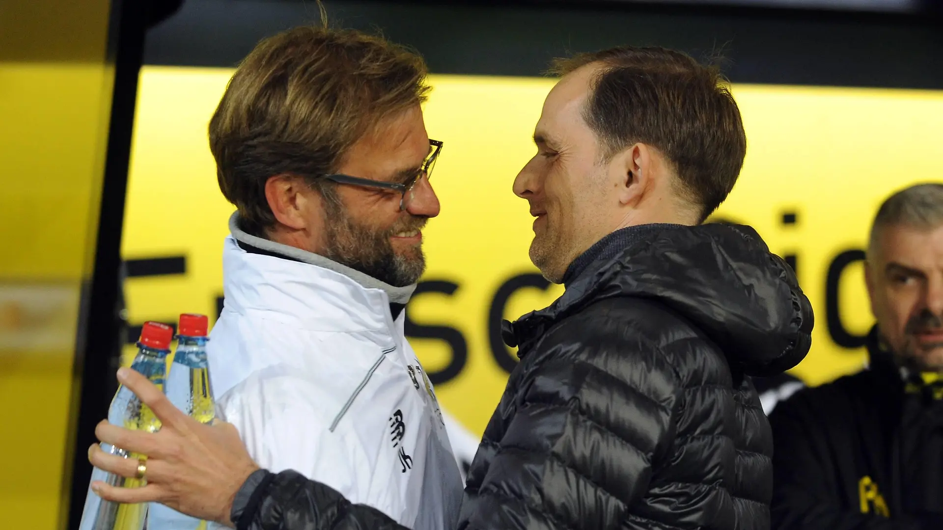 Europaleague: Borussia Dortmund - FC Liverpool 07.04.2016. Trainer Thomas Tuchel (BvB) und sein Vorgänger Jürgen Klopp (Liverpool). HM

Europe League Borussia Dortmund FC Liverpool 07 04 2016 team manager Thomas Tuchel Borussia and be Predecessors Jürgen Klopp Liverpool HM