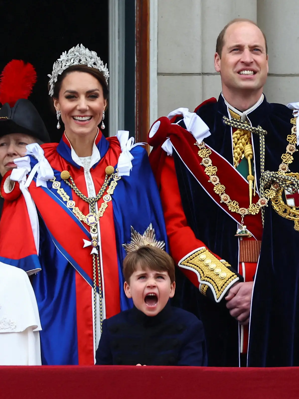 Britain's Sophie, Duchess of Edinburgh, Anne, Princess Royal,Britain's Prince William, Catherine, Princess of Wales, and their children Princess Charlotte and Prince Louis stand on the Buckingham Palace balcony following Britain's King Charles' coronation ceremony in London, Britain May 6, 2023. REUTERS/Hannah McKay