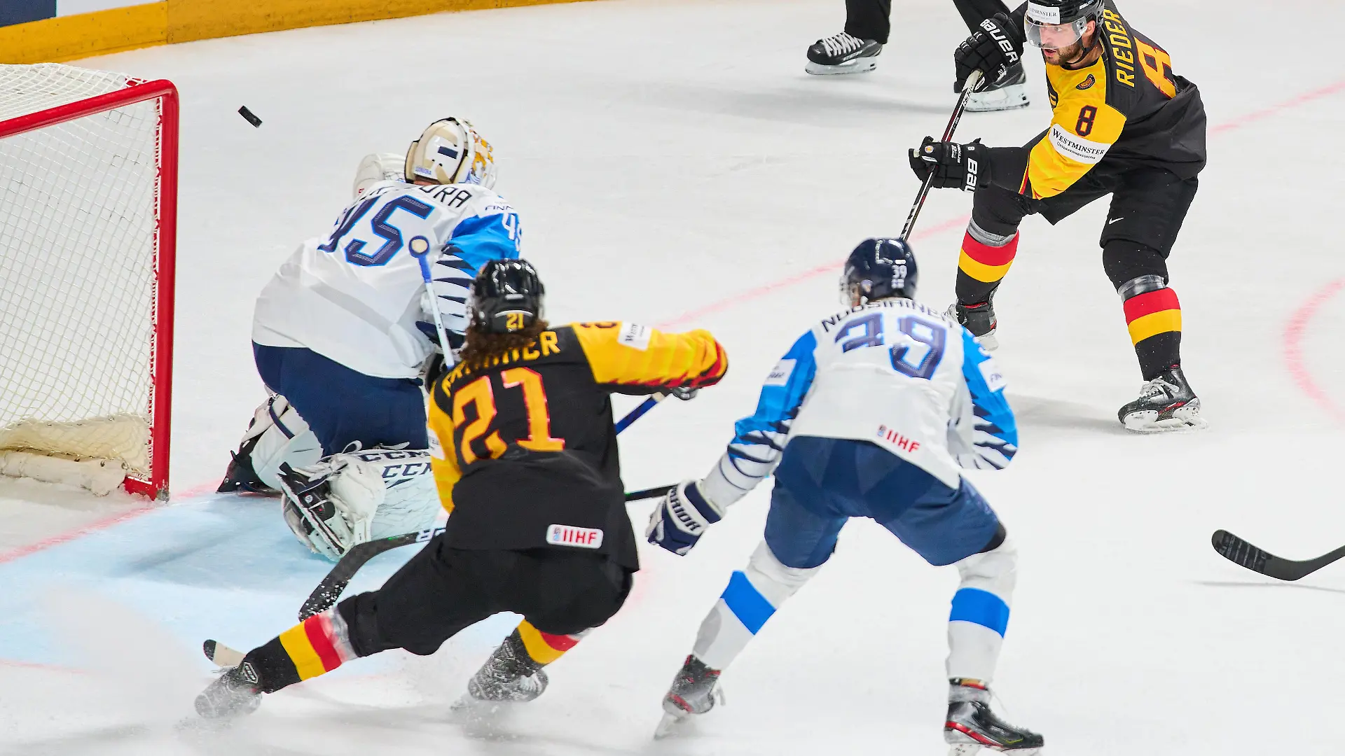 NHL, Eishockey Herren, USA Profi Tobias Rieder 8 of Germany NHL Buffalo Sabres chance for goal GERMANY - FINLAND IIHF Ice hockey, Eishockey WORLD CHAMPIONSHIPS Group stage Group B, in Riga, Latvia, Lettland, May 29, 2021, Season 2020/2021