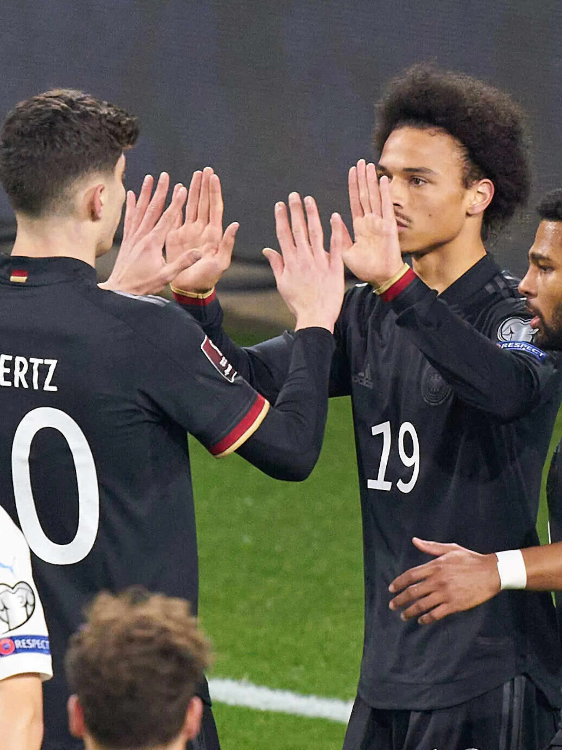  Kai HAVERTZ, DFB 10 celebrates his goal, happy, laugh, celebration, 2-0, Leroy SANE, DFB 19 Serge GNABRY, DFB 20 in the match GERMANY - ICELAND Deutschland - ISLAND Qualification for World Championships, WM Quali, Season 2020/2021, March 25, 2021 in Duisburg, Germany.